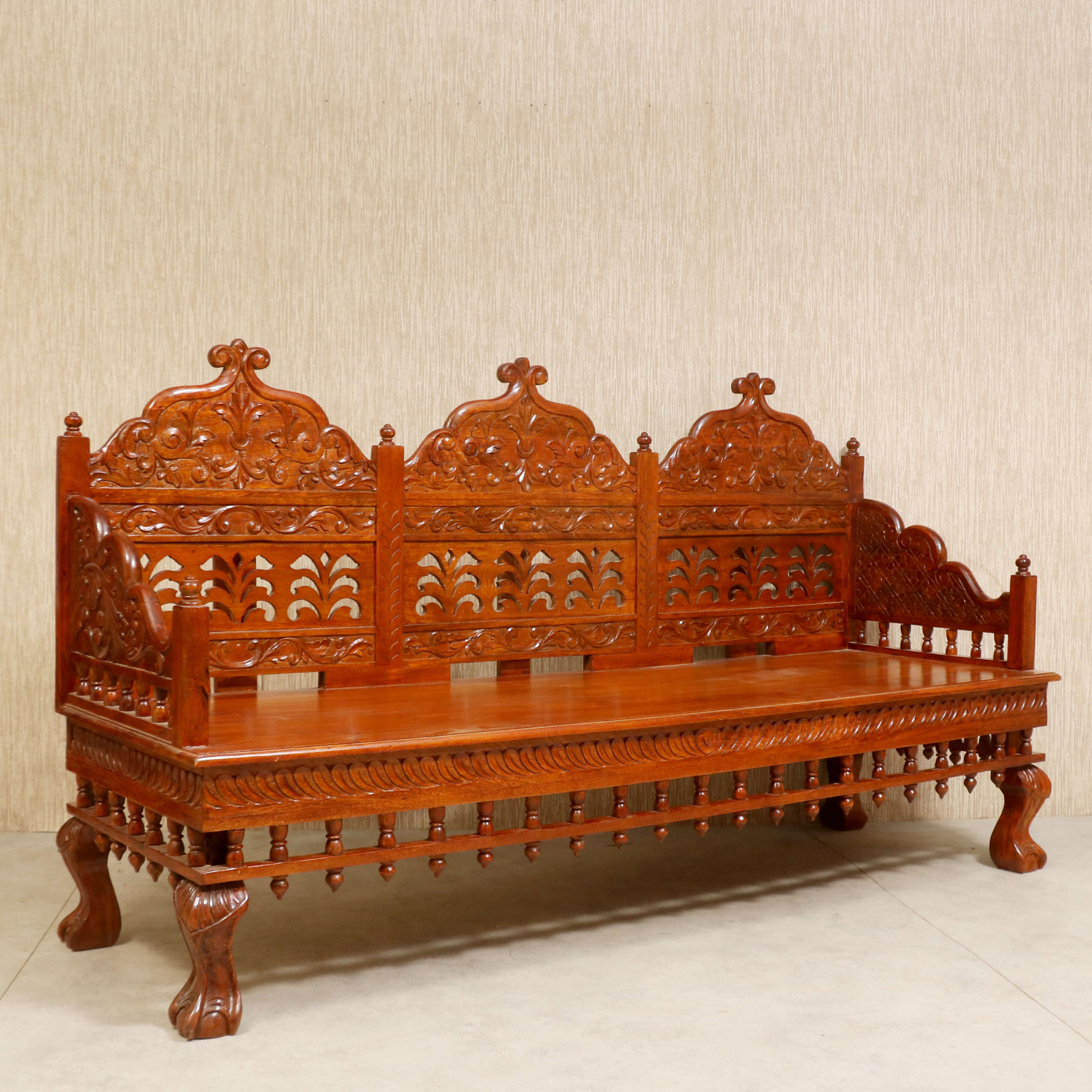 Vintage folk carved traditional Sofa Set with center table Sofa