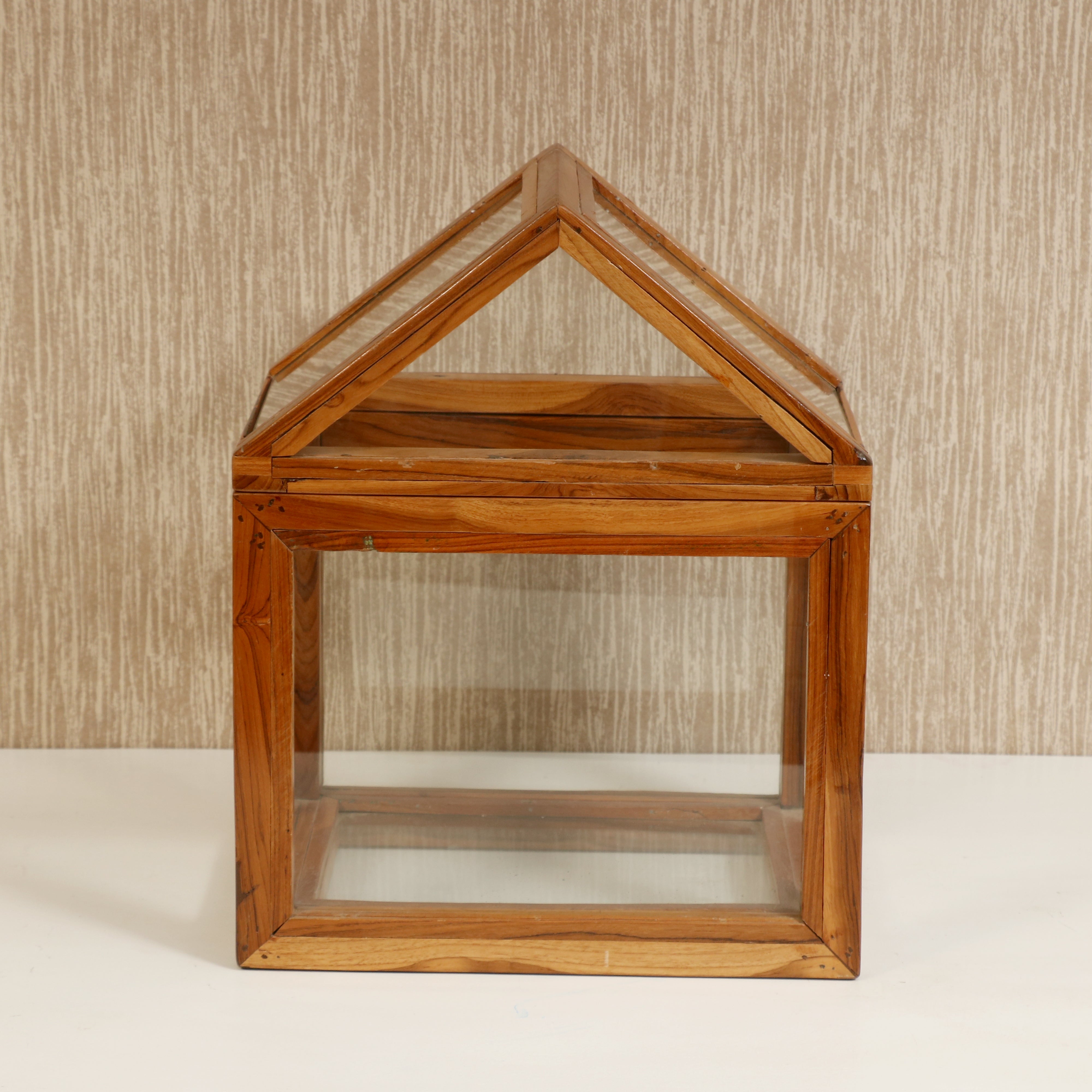 Wooden Glass Container House for Decor Wooden House