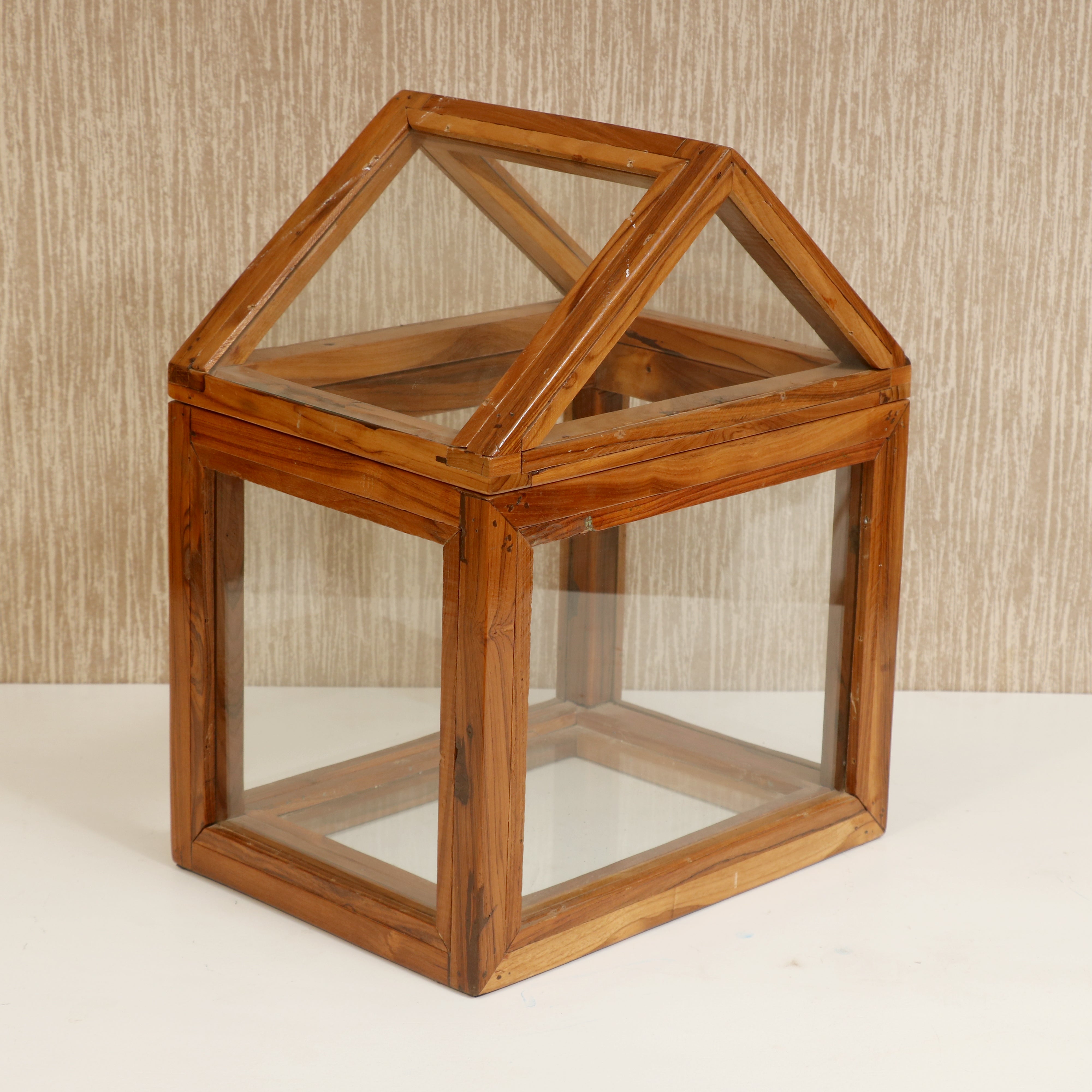 Wooden Glass Container House for Decor Wooden House