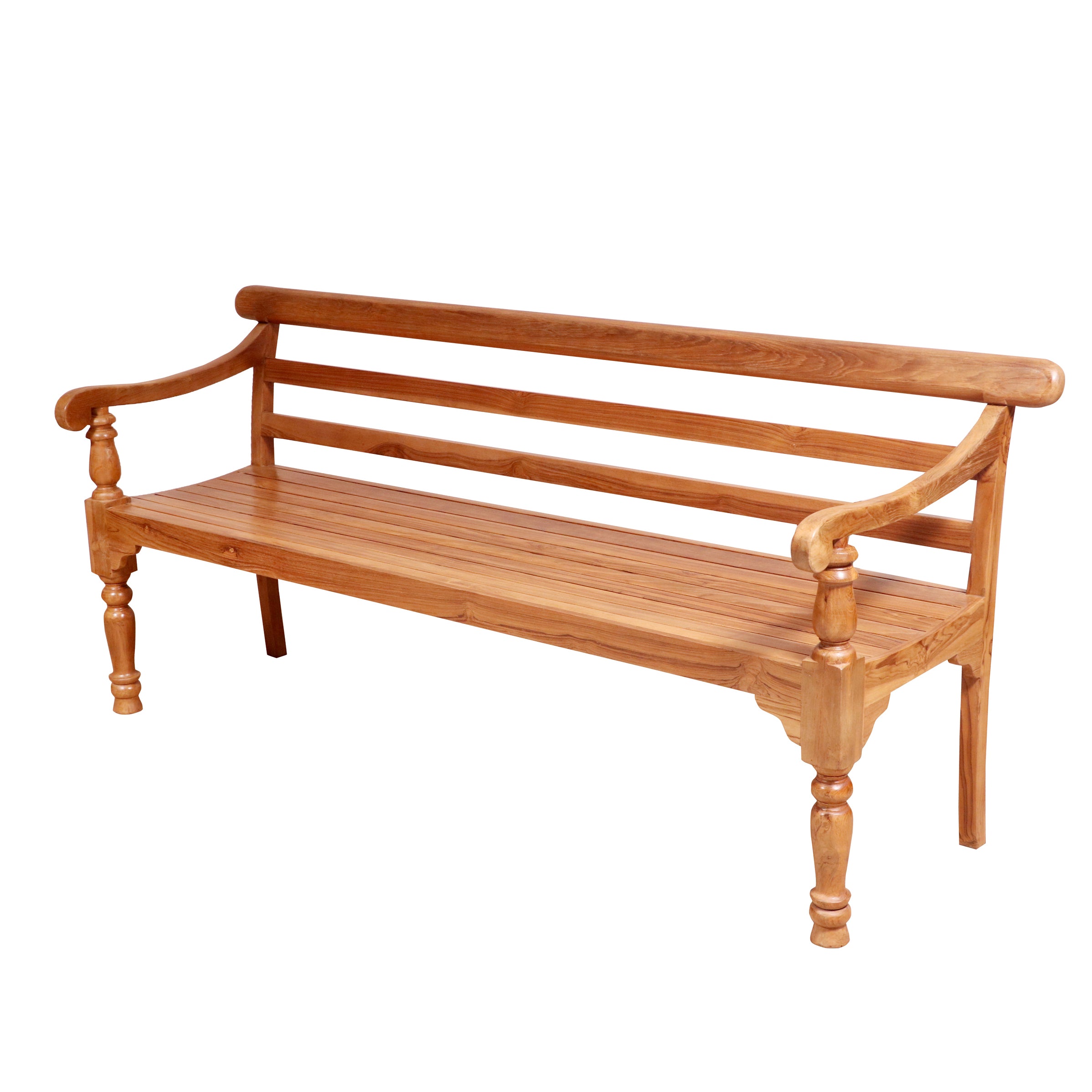 Antique Long Teak Finish Handcrafted Wooden Bench for Home Bench