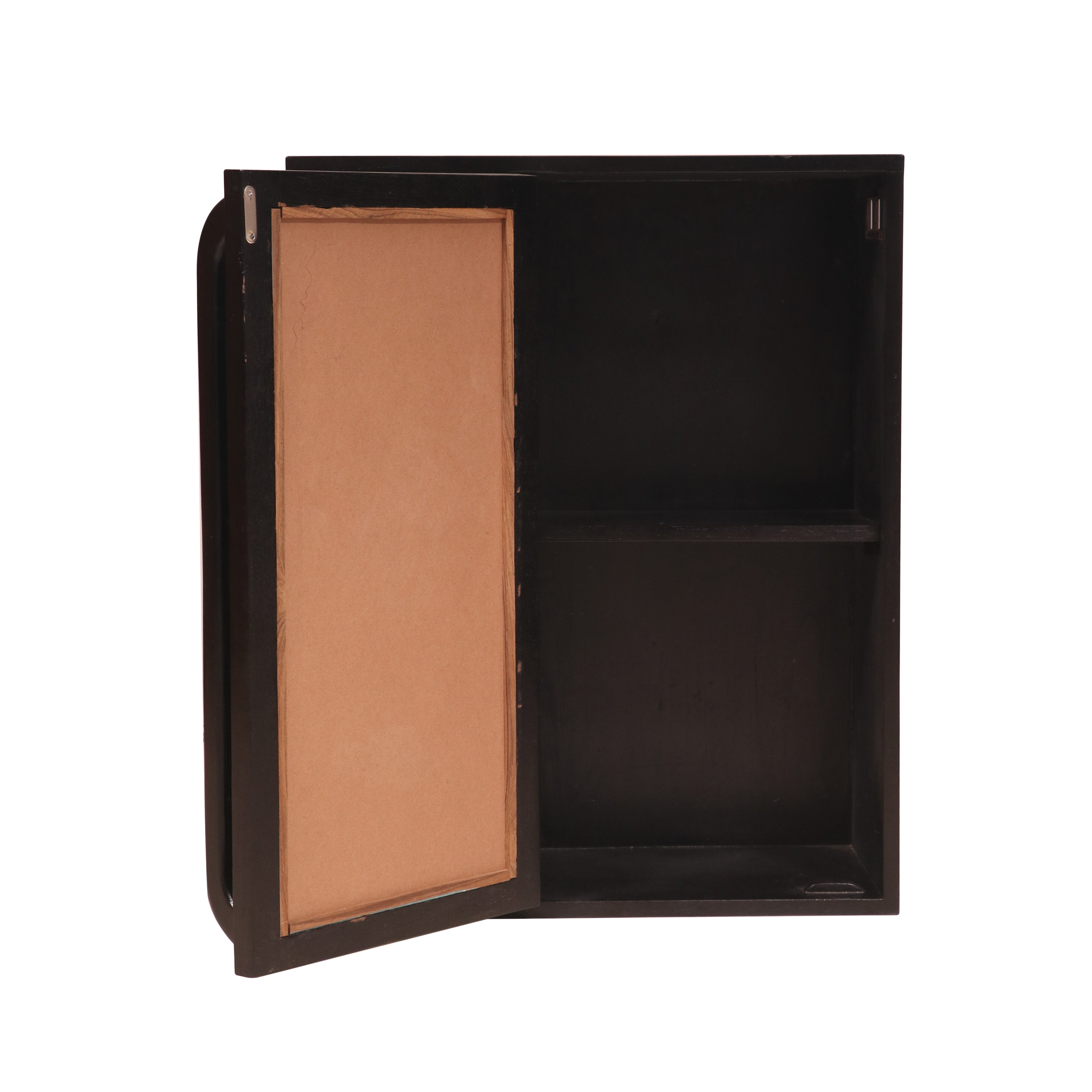 Denver Dark Polished Handmade Mirror & Wooden Wall Cabinet for Home Wall Cabinet