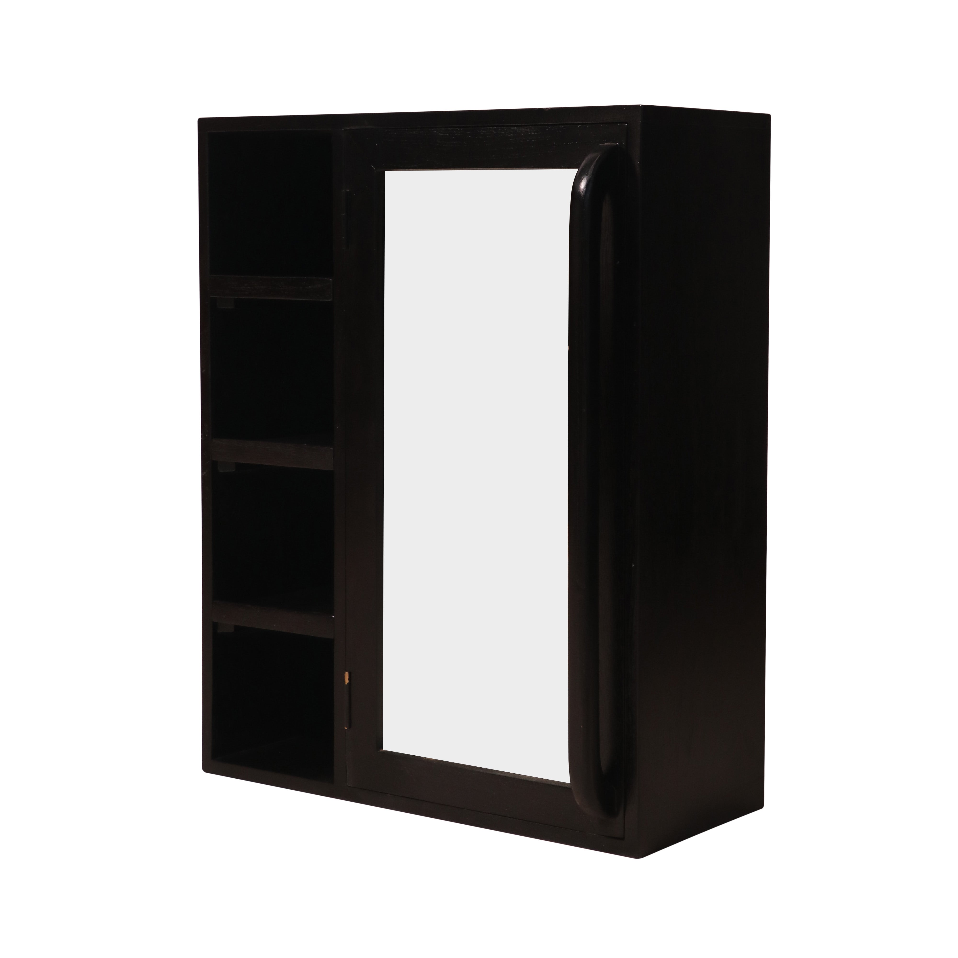 Denver Dark Polished Handmade Mirror & Wooden Wall Cabinet for Home Wall Cabinet