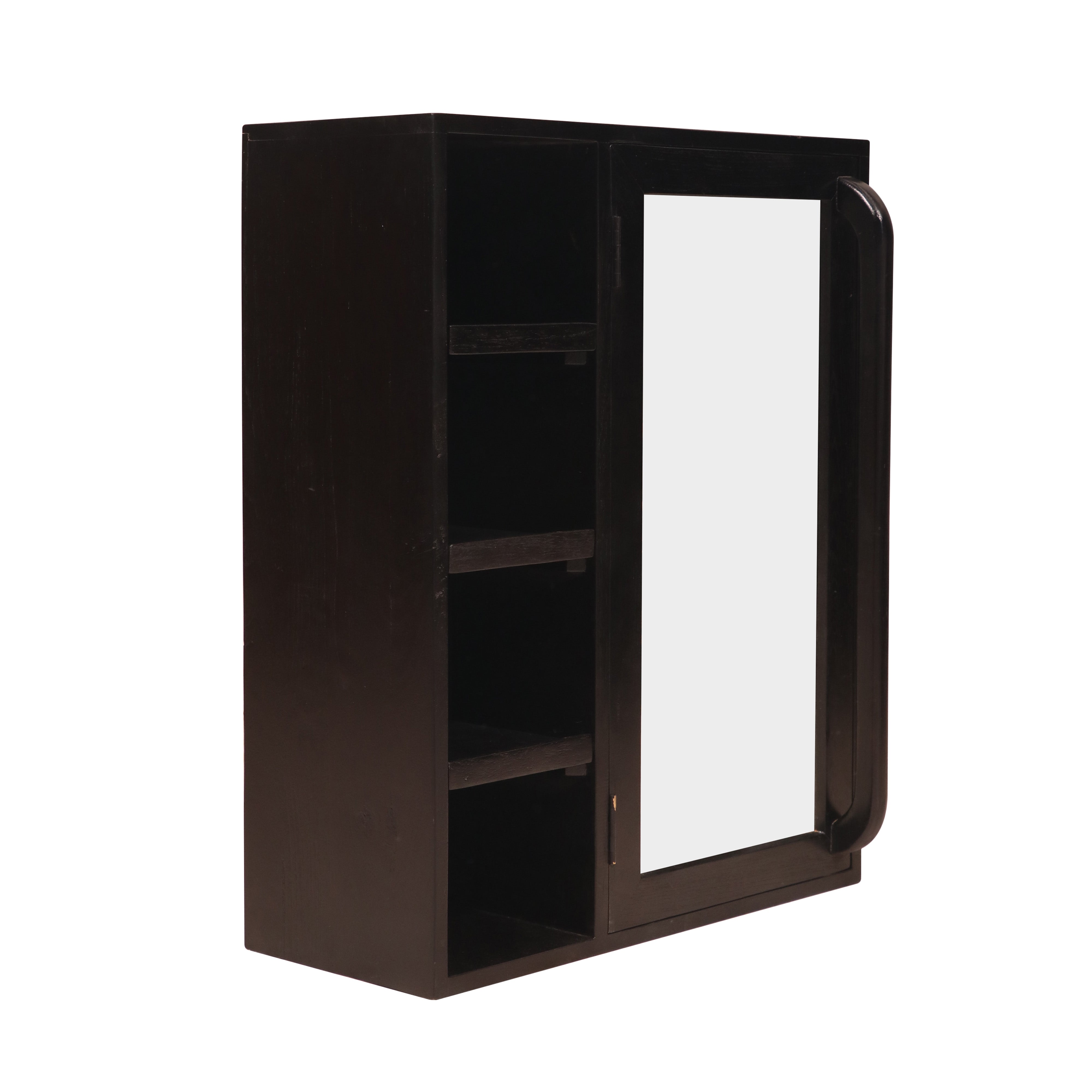 Denver Dark Polished Handmade Mirror & Wooden Wall Cabinet for Home Wall Cabinet