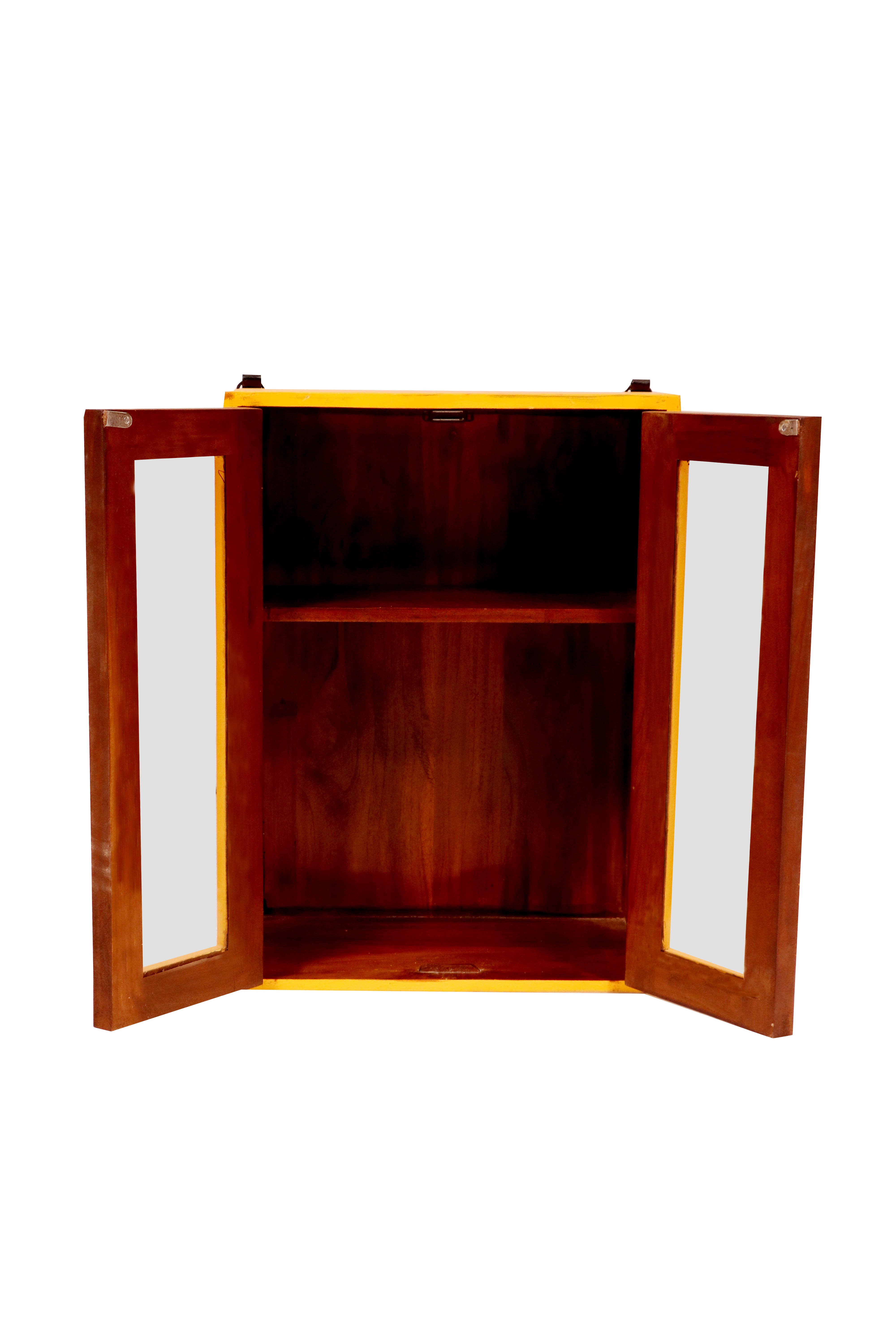 Rome Retro Yellow Toned Handmade Classic Wooden Wall Cabinet for Home Wall Cabinet
