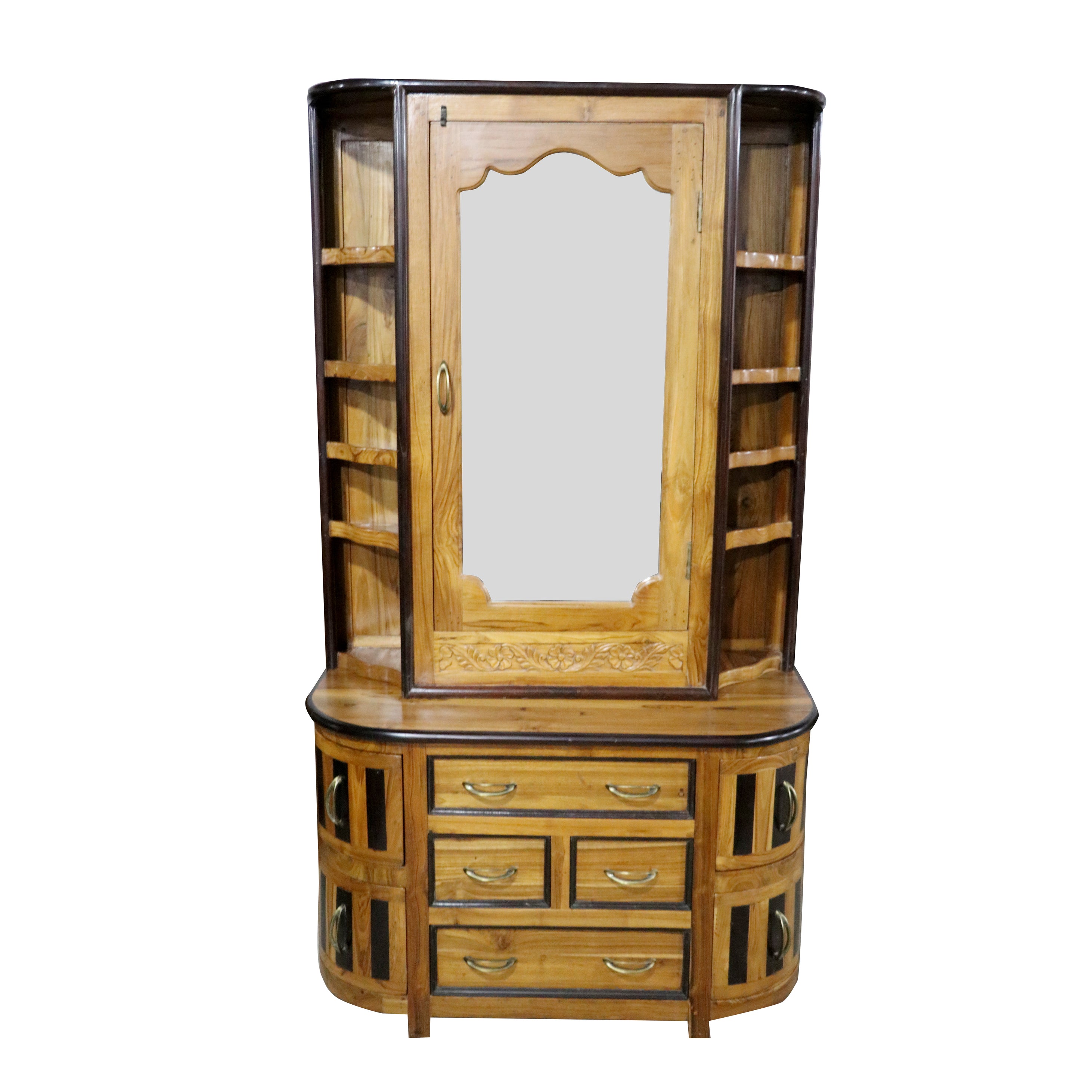 Double Part Solid Teak Dressing Table Wardrobe