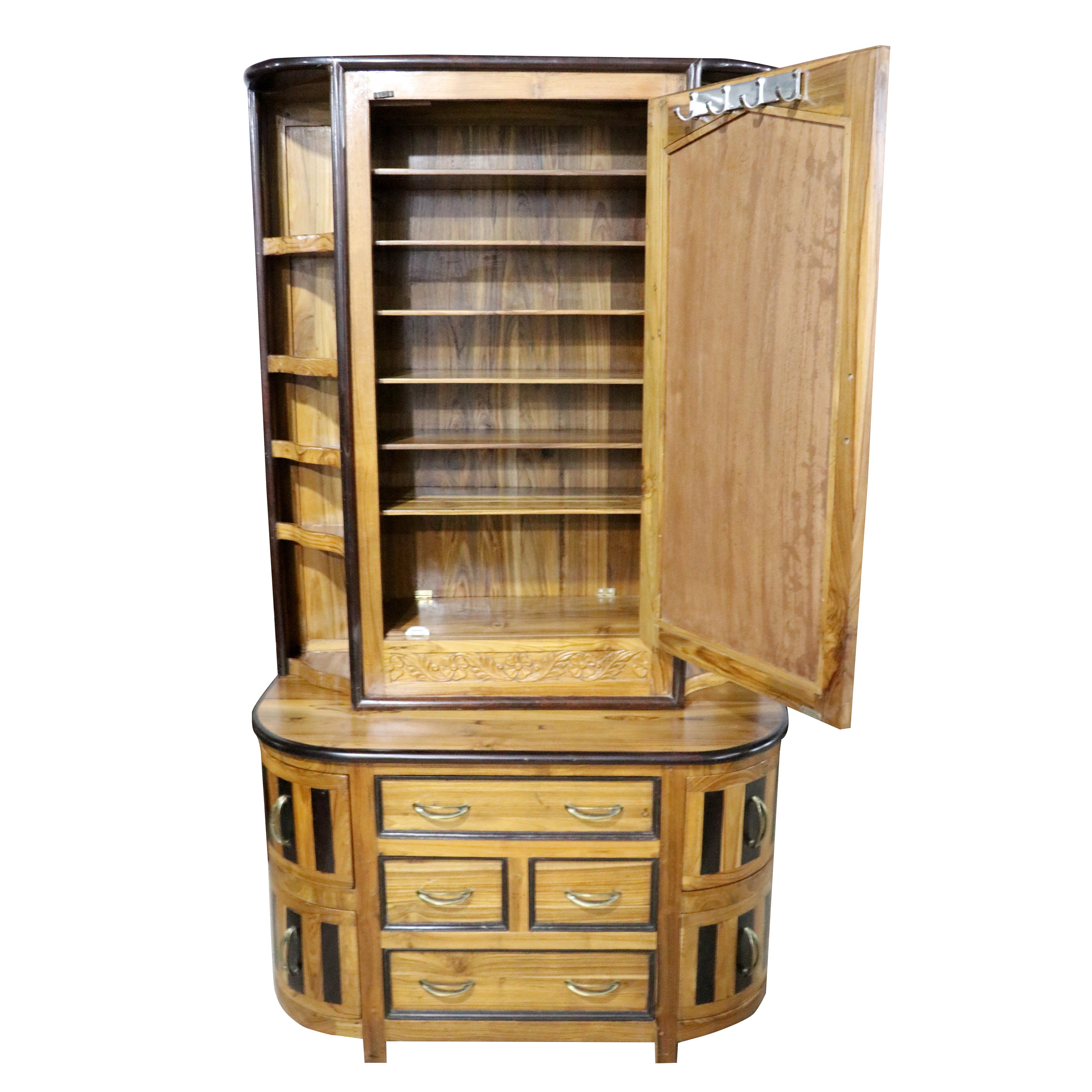 Double Part Solid Teak Dressing Table Wardrobe