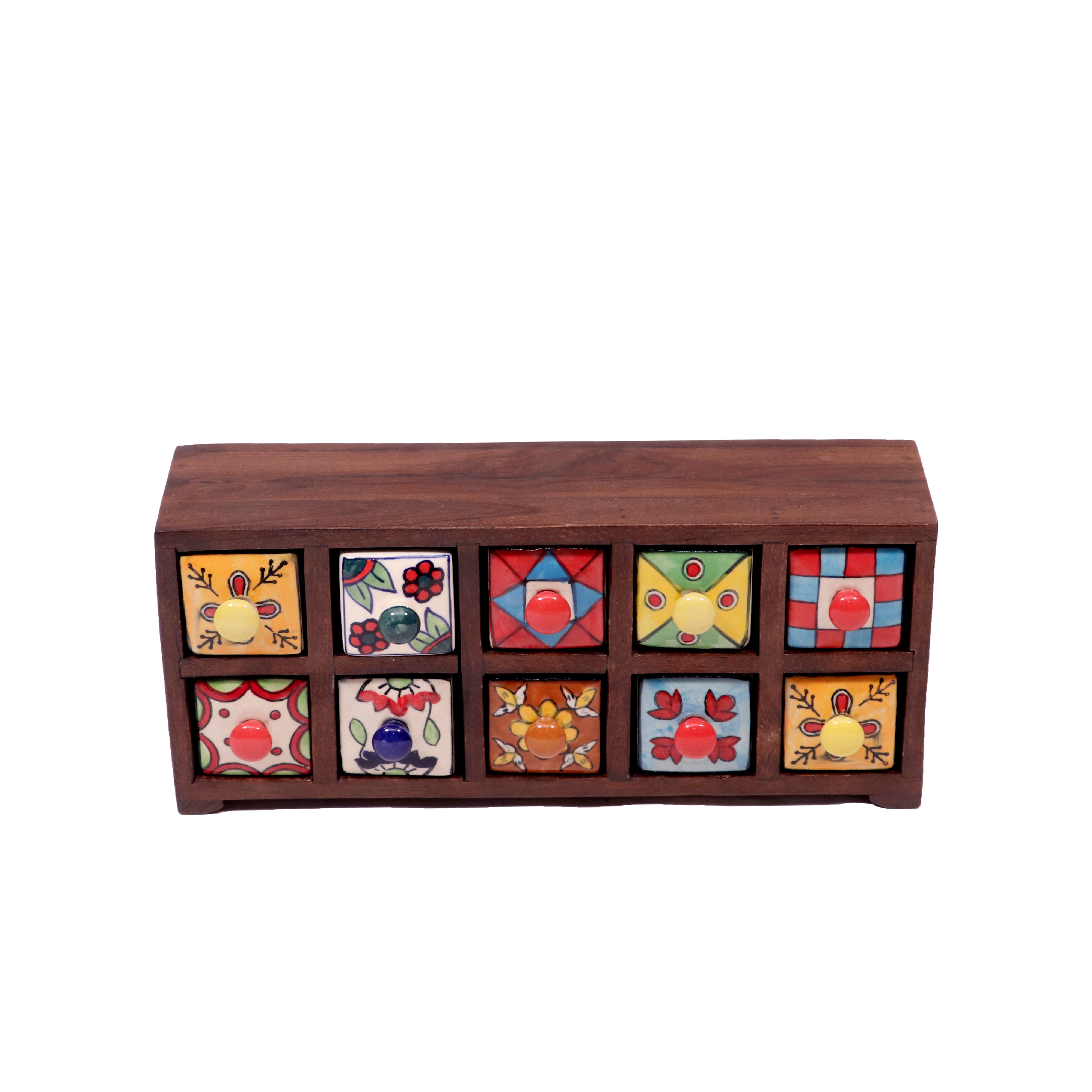 10 drawers double row ceramic miniature chest-(Dark Touch) Desk Organizer