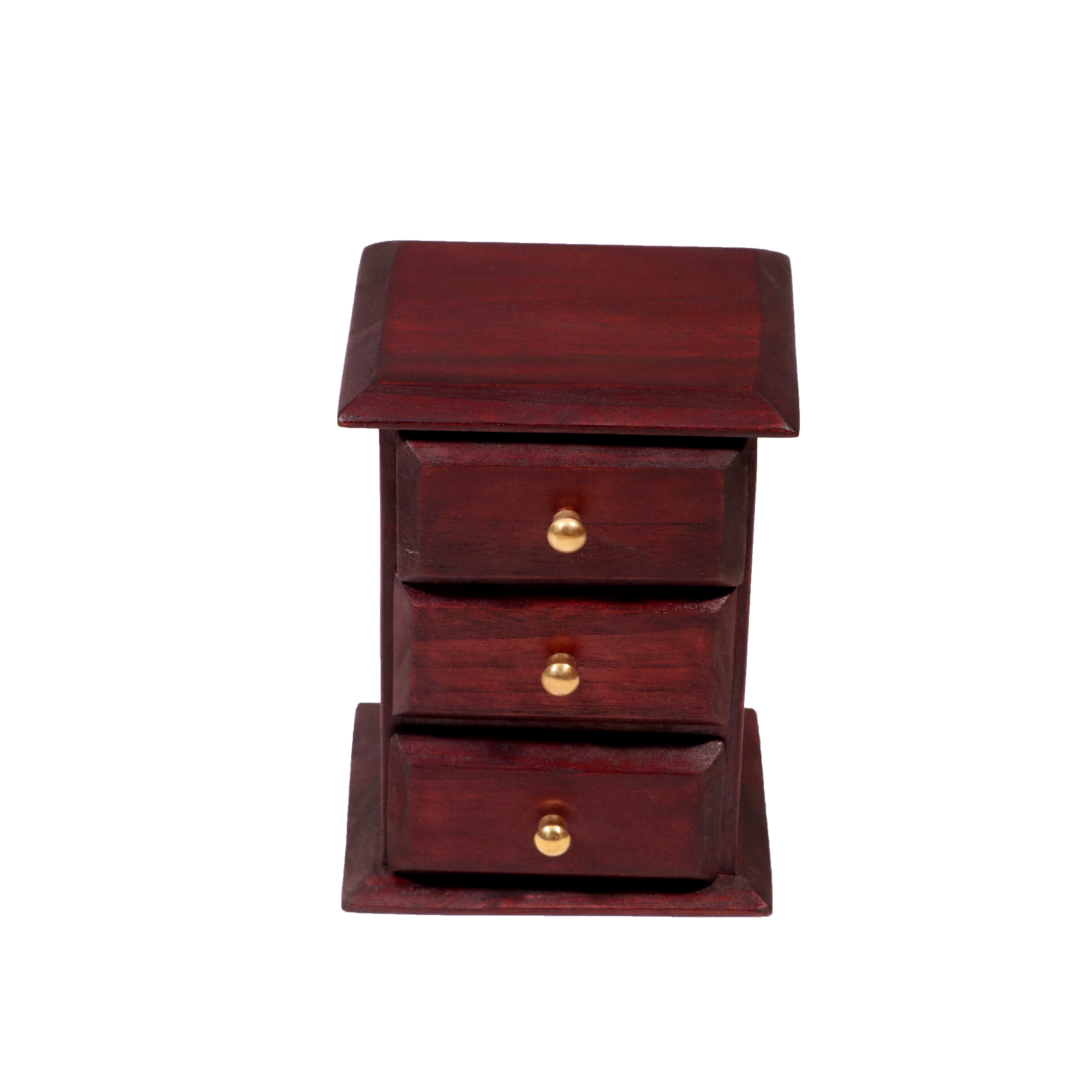 Vintage Triple Drawer Wooden Desk Organiser (Mahogany Tone) Desk Organizer