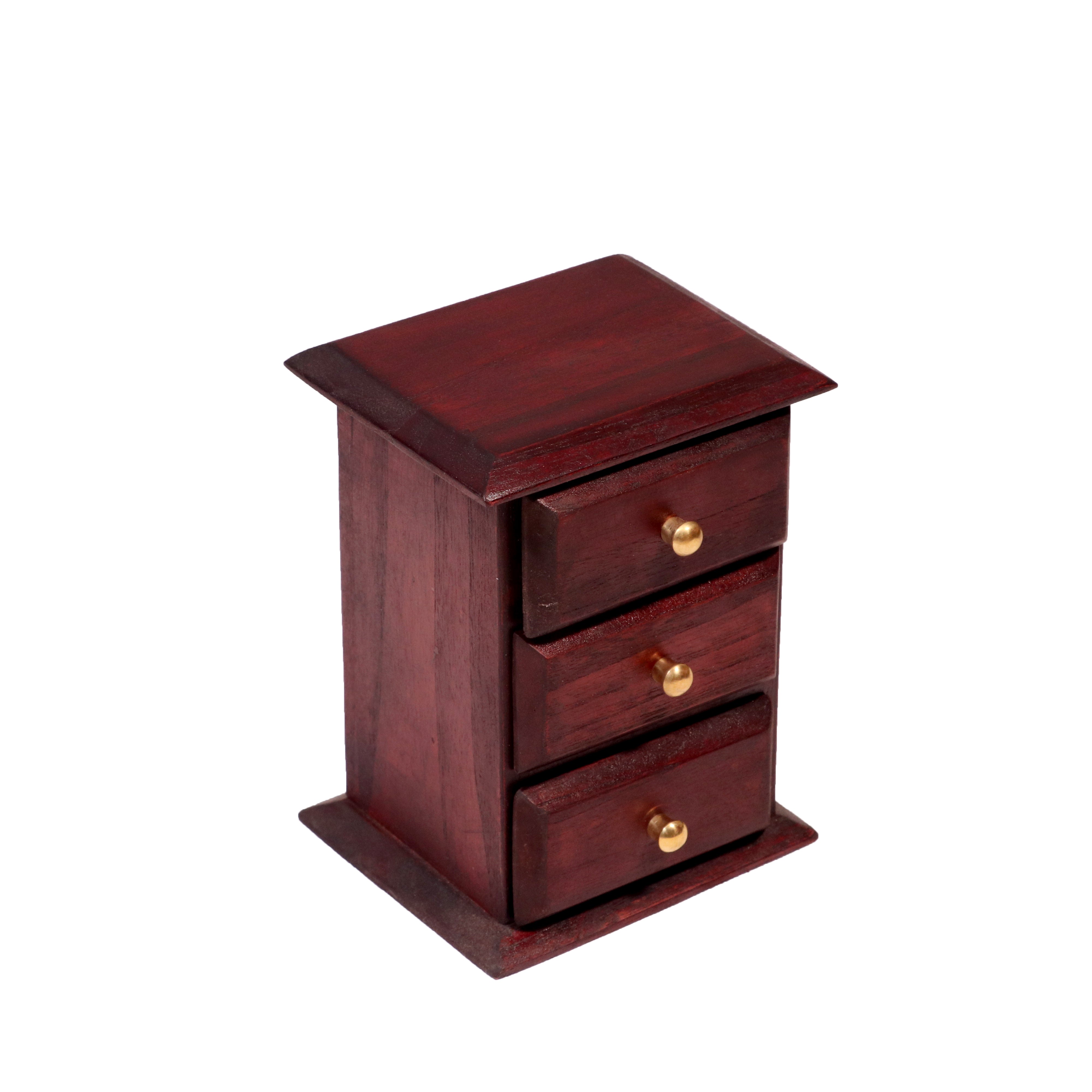 Vintage Triple Drawer Wooden Desk Organiser (Mahogany Tone) Desk Organizer