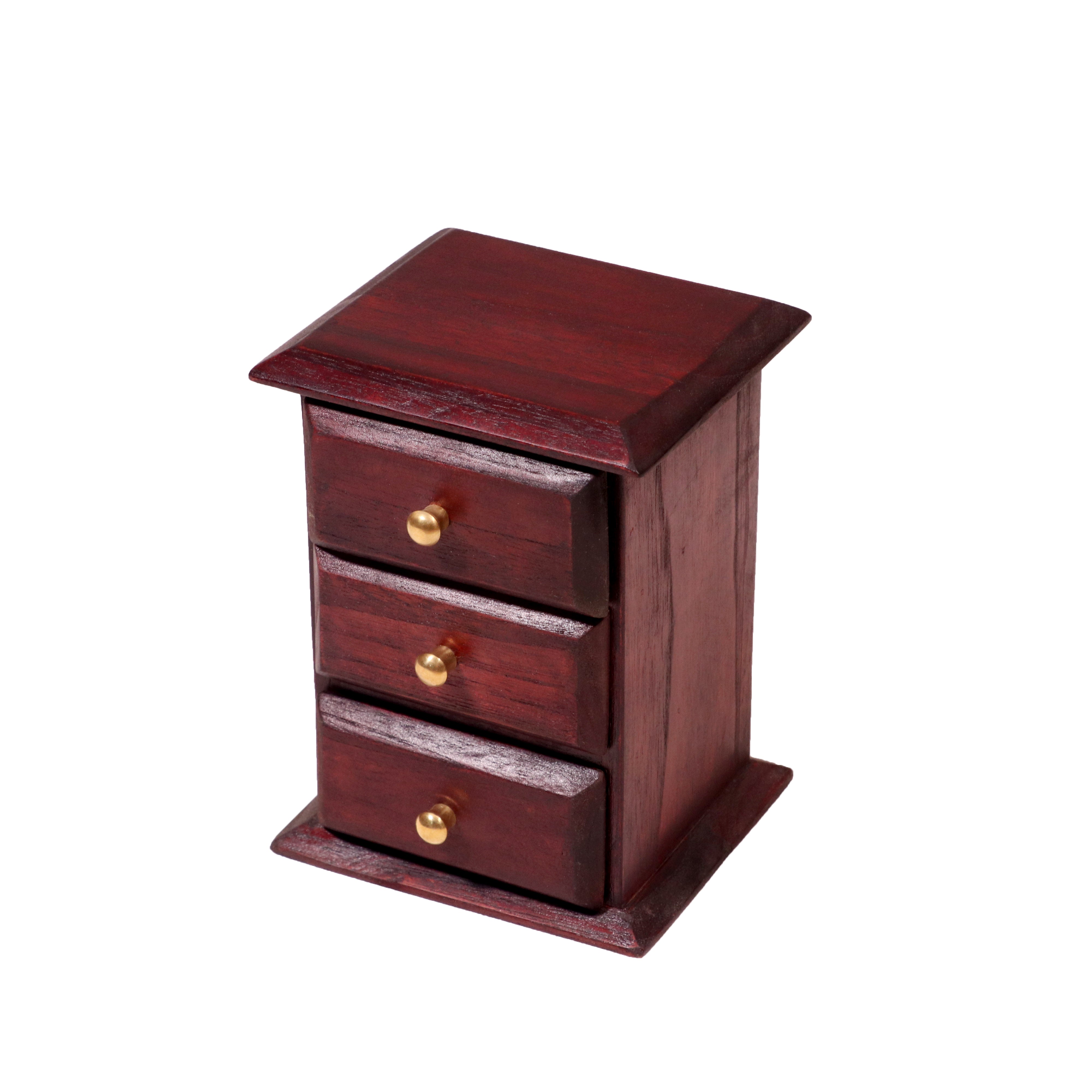 Vintage Triple Drawer Wooden Desk Organiser (Mahogany Tone) Desk Organizer