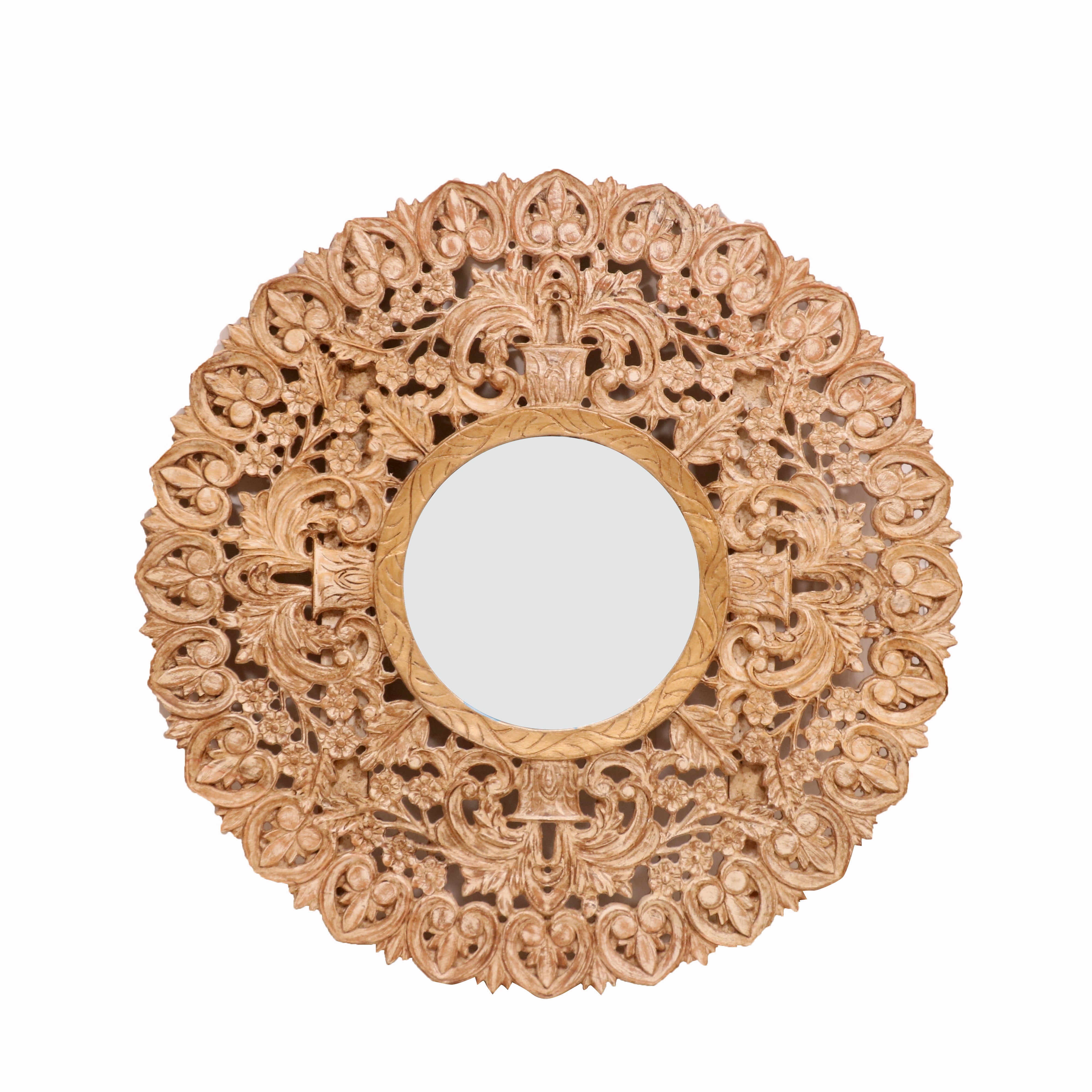 Standard Intricate Carved Wooden Mirror Mirror