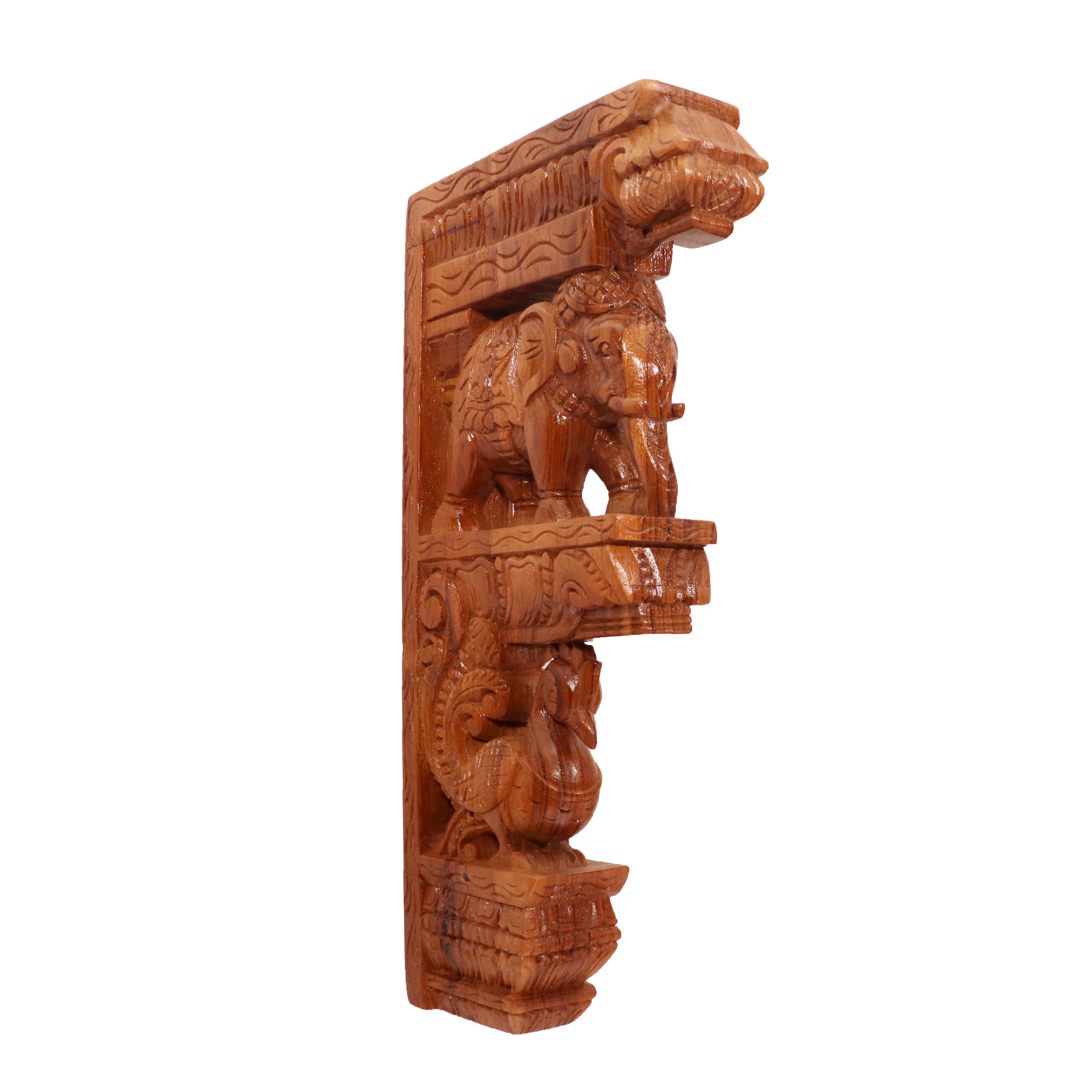 Elephant peacock figurine teak wood corbel door bracket Door Bracket