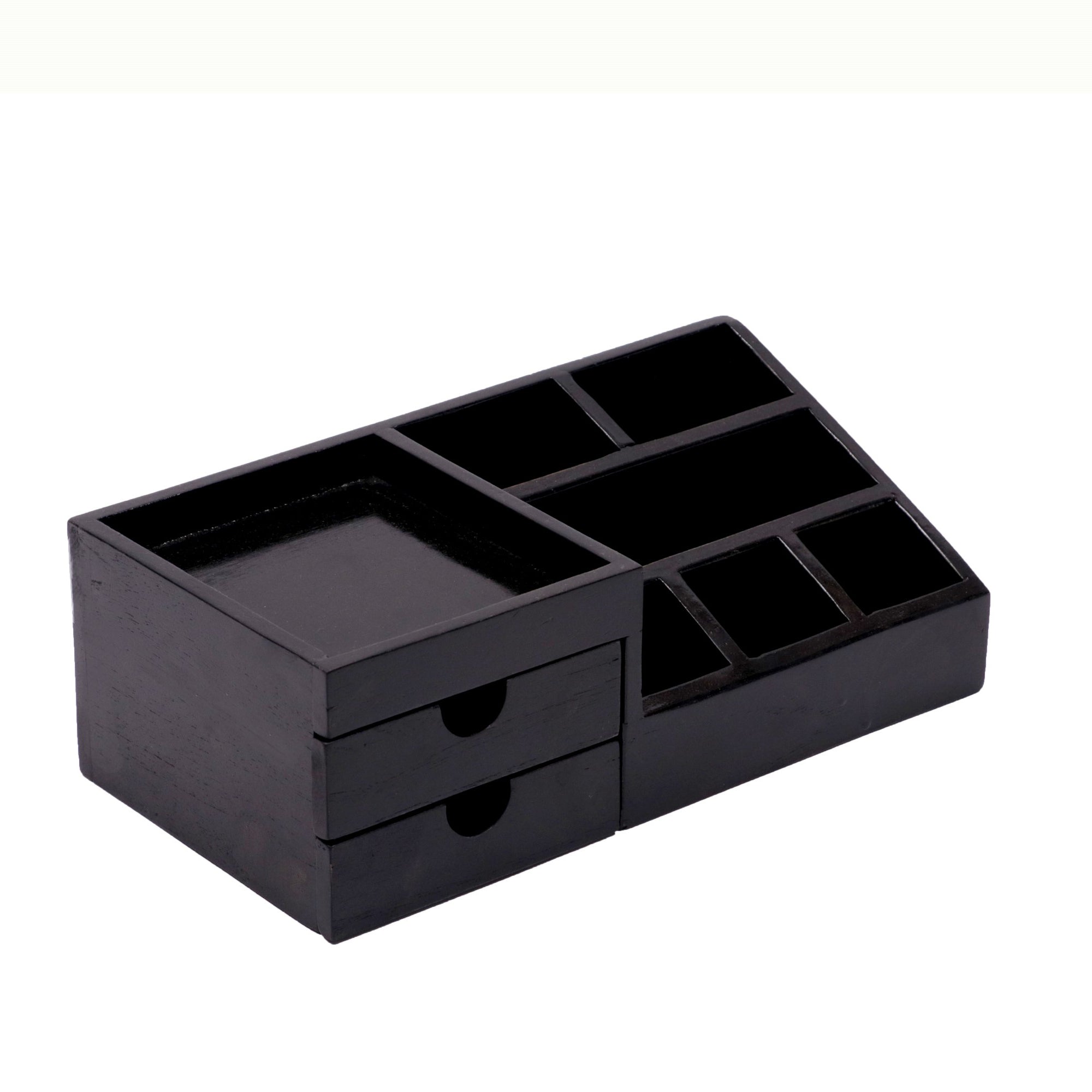 7-compartment Wood Desk Organizer (Dark Tone) Desk Organizer