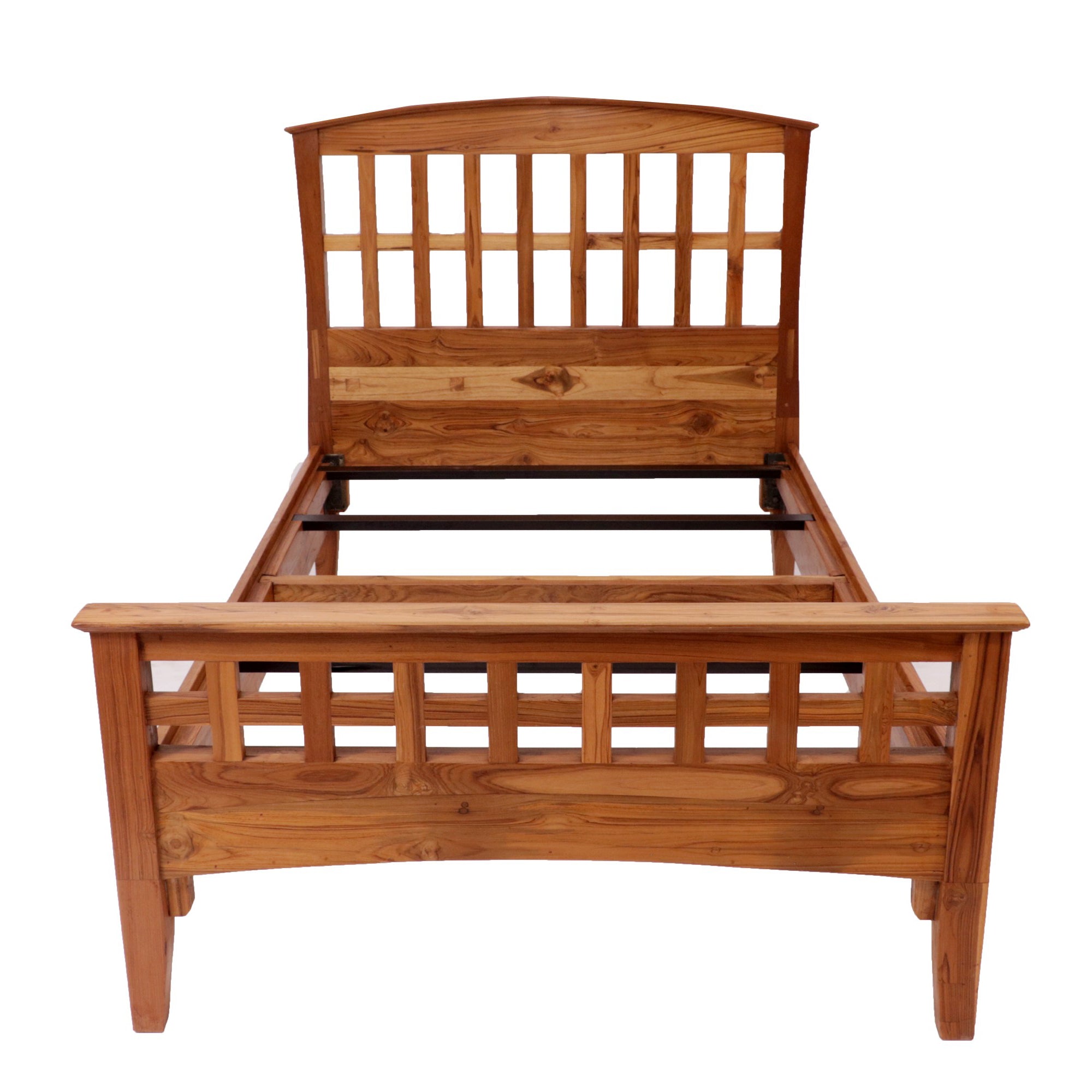 Solid Wood Single Bed in Light Brown Finish (Teak wood) Bed