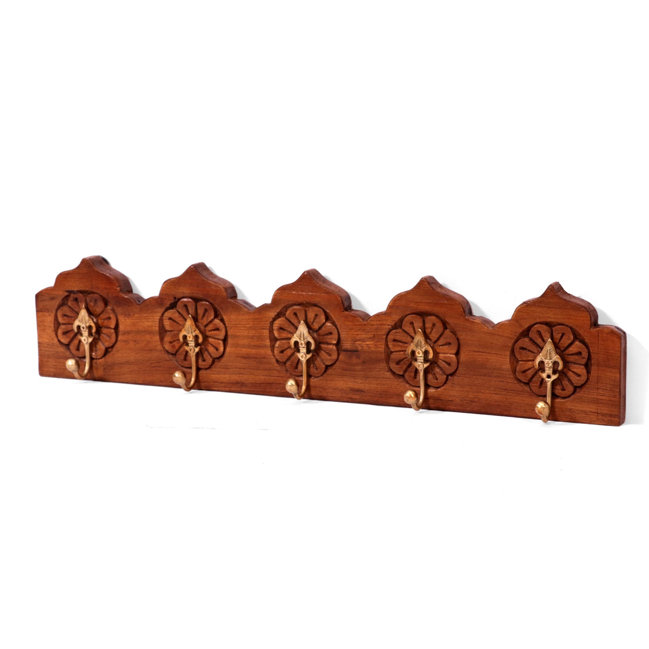 Premium Wooden 5 Brass Hook Hook