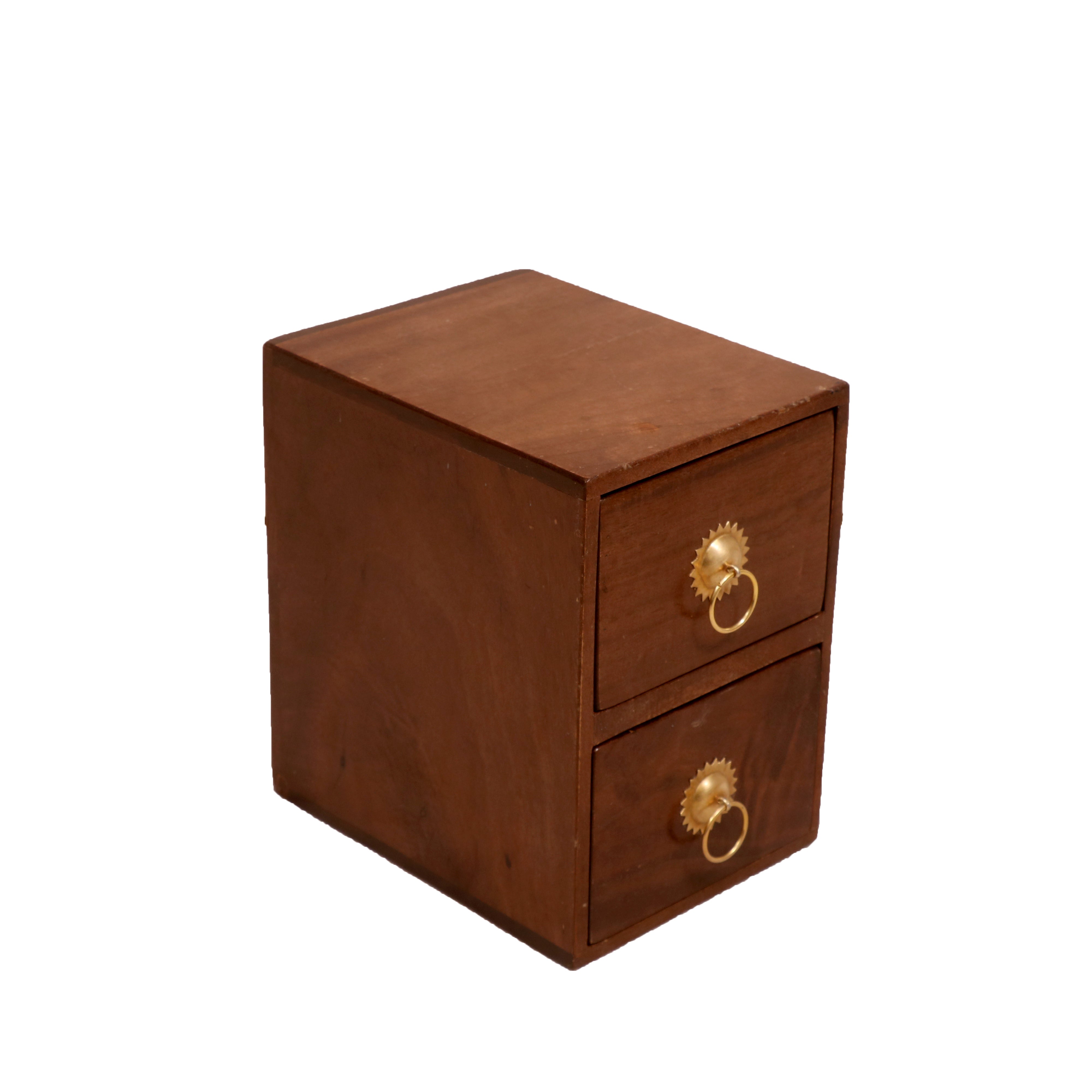 Solid Wood 2-Drawer Set with Holder (7 x 9 x 10 Inch) Desk Organizer