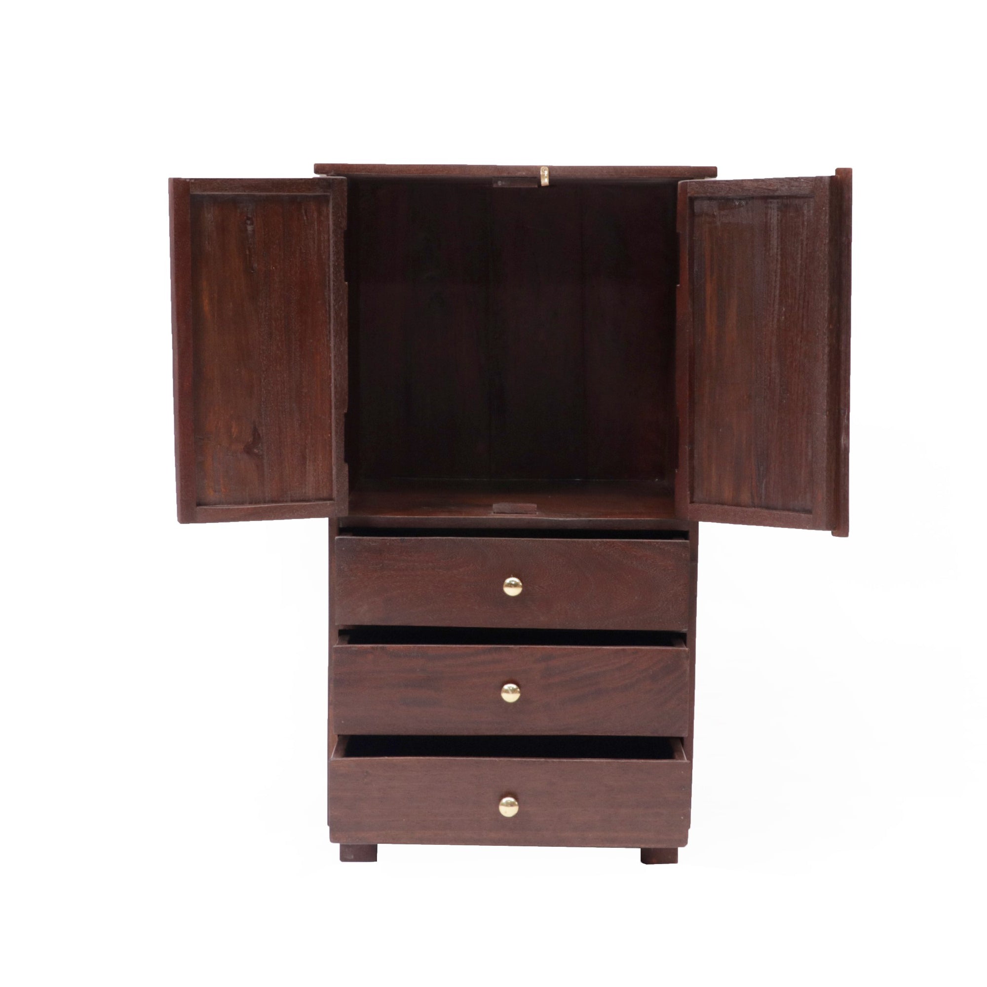 Wooden 3 Drawer 1 Double Door Compact Cupboard Cupboard