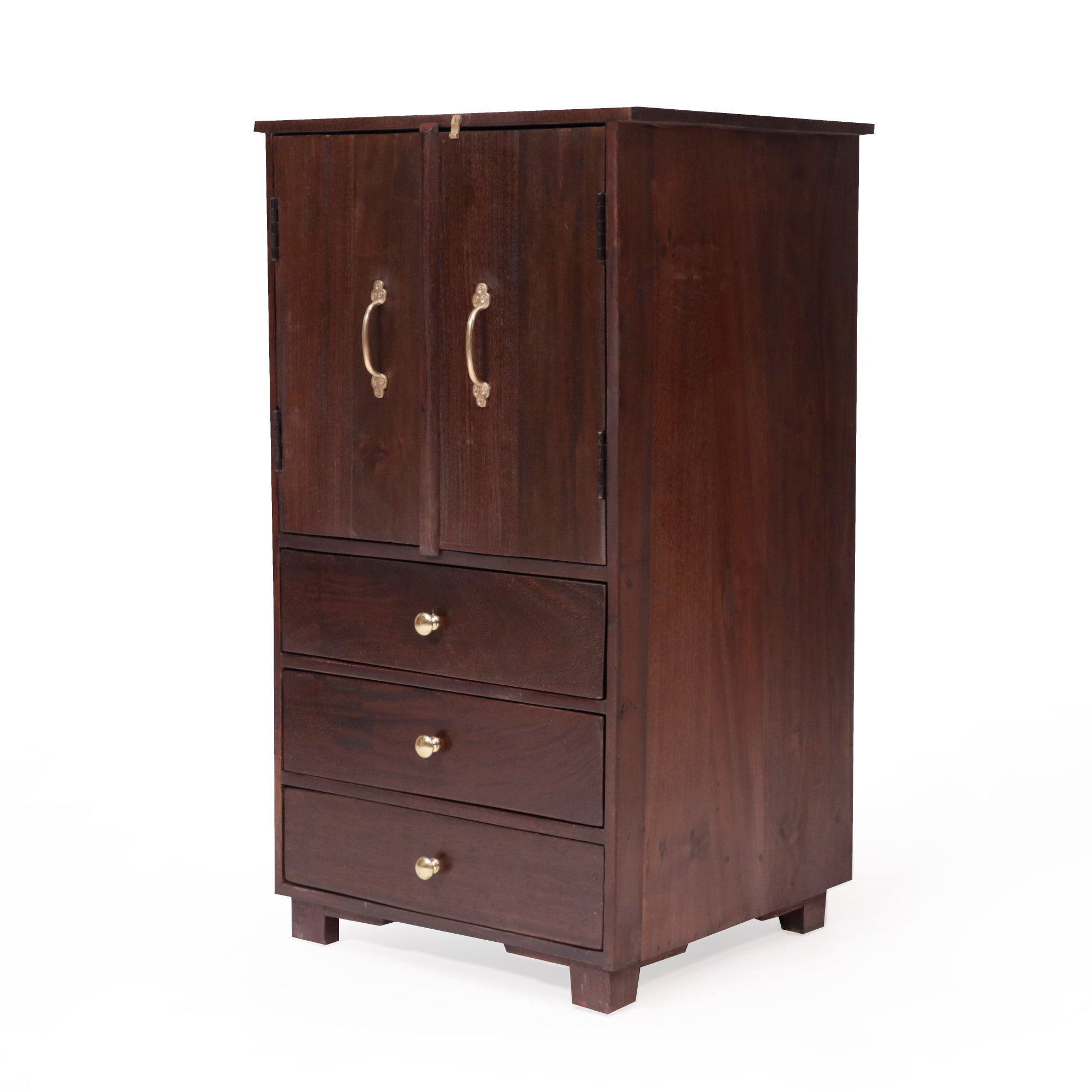 Wooden 3 Drawer 1 Double Door Compact Cupboard Cupboard