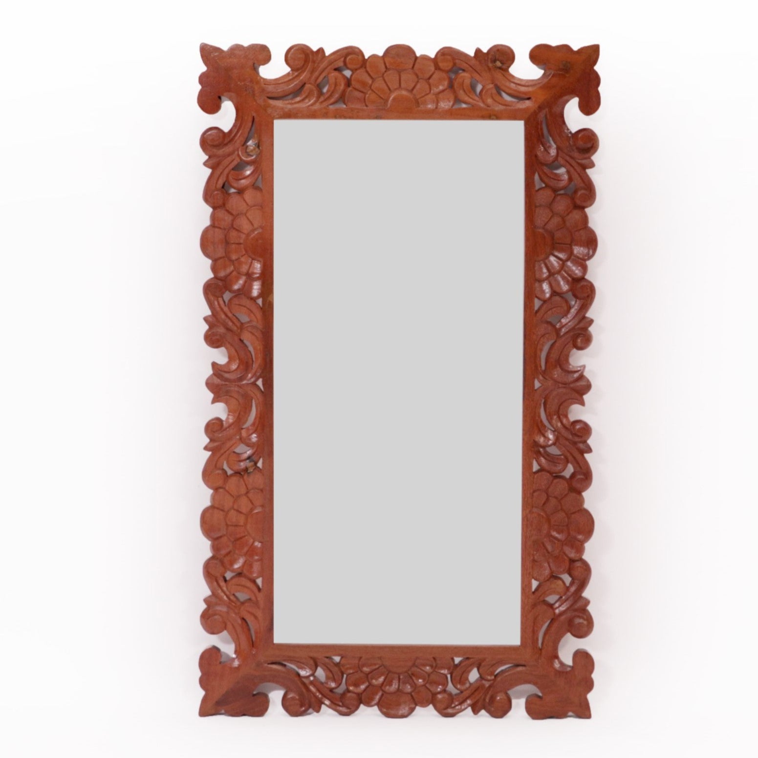 Flower Petal Carved wooden Mirror Mirror