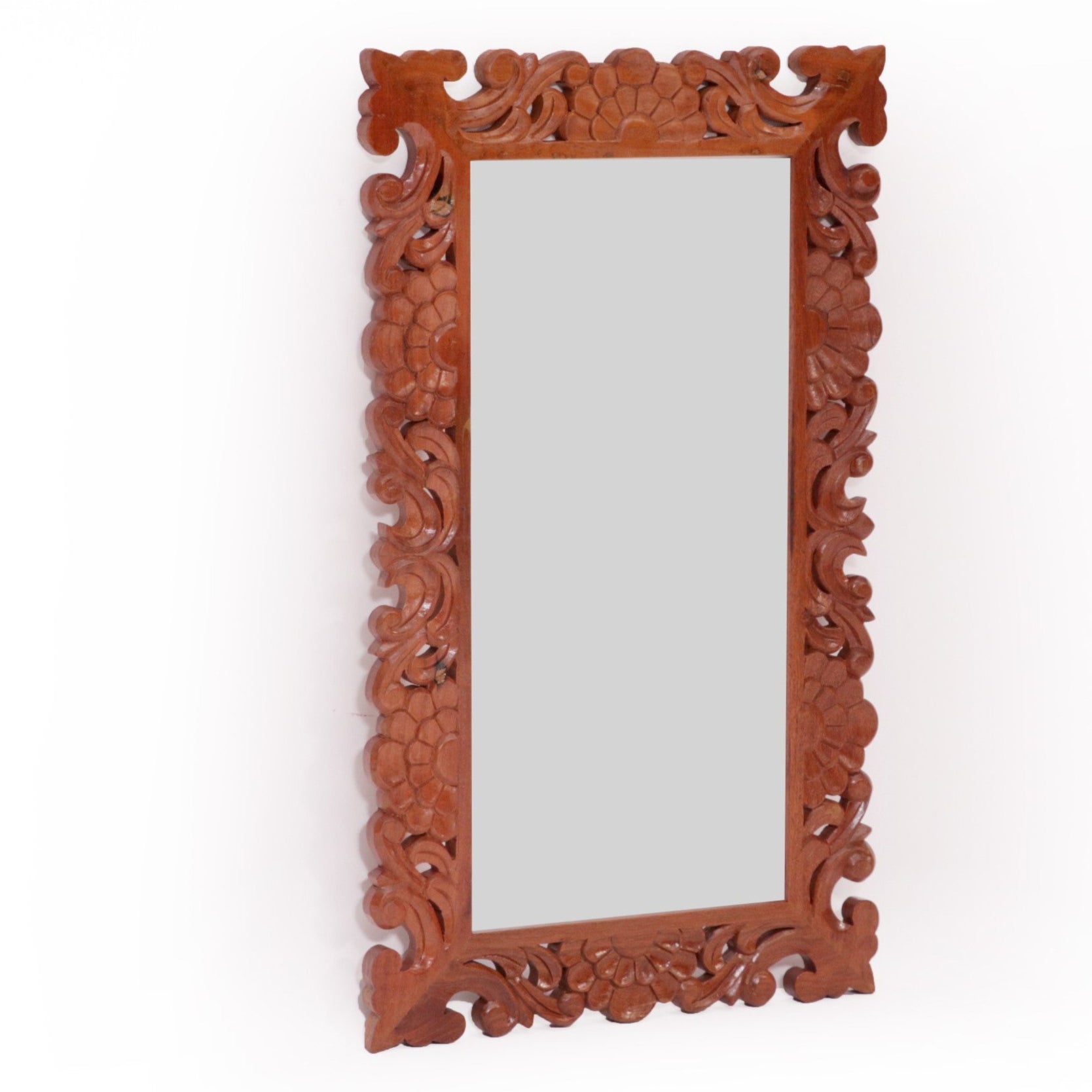 Flower Petal Carved wooden Mirror Mirror