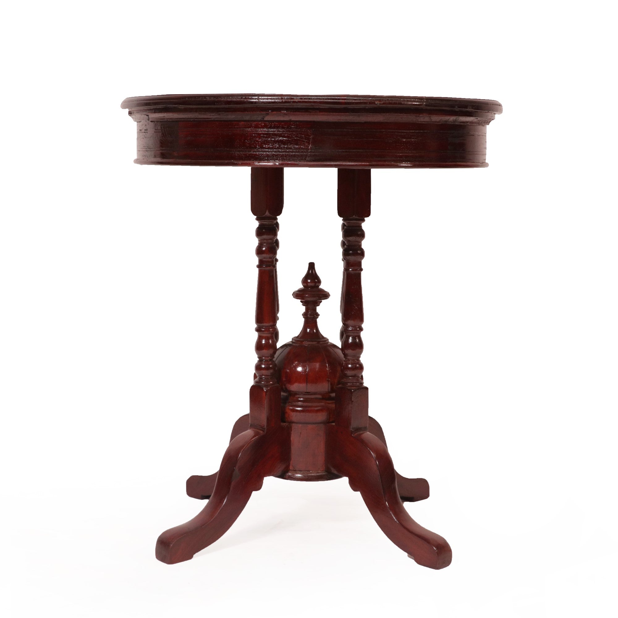 Carved Round End Table End Table
