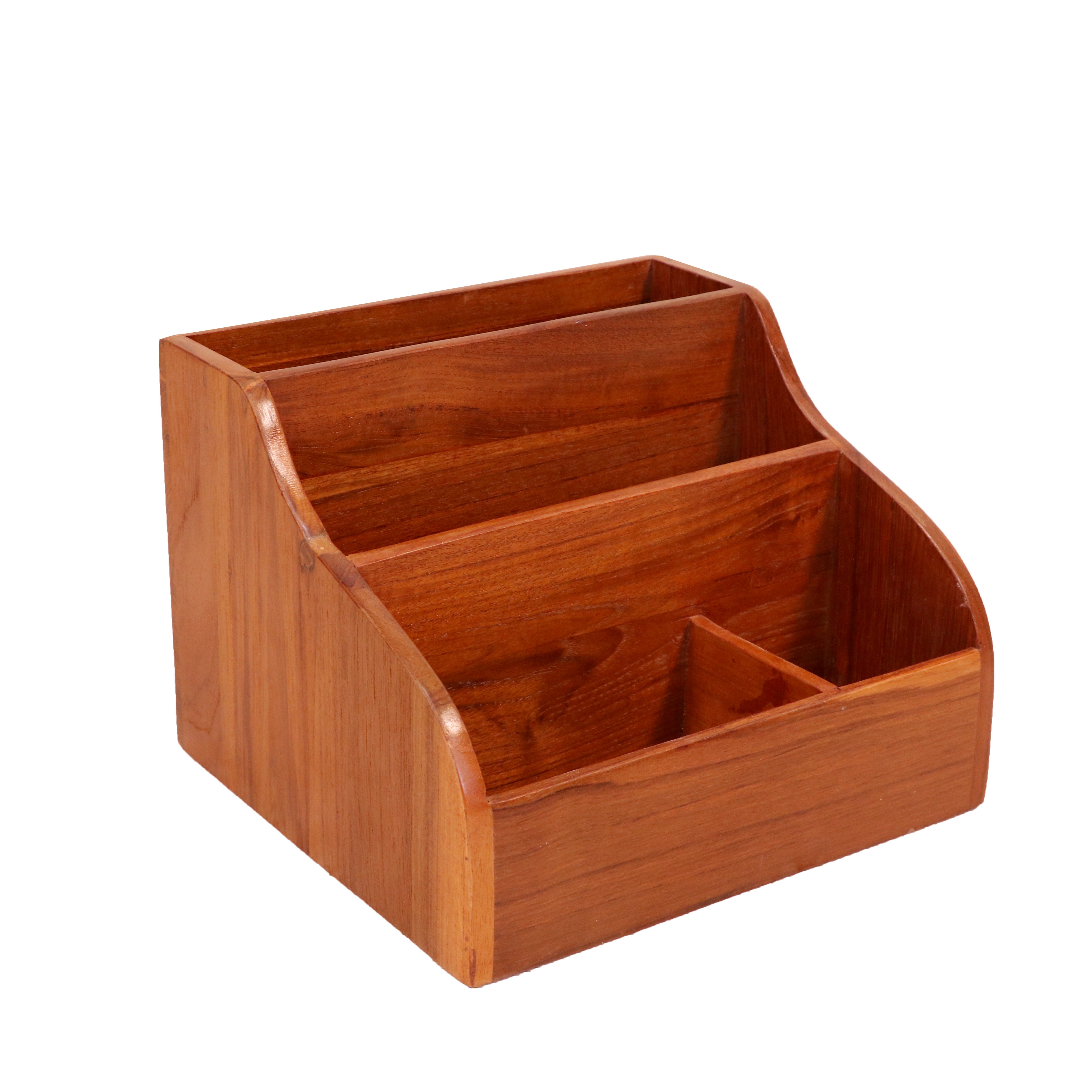 Simple Decent Natural Brown Handmade Wooden Desk Organizer for Office Desk Organizer