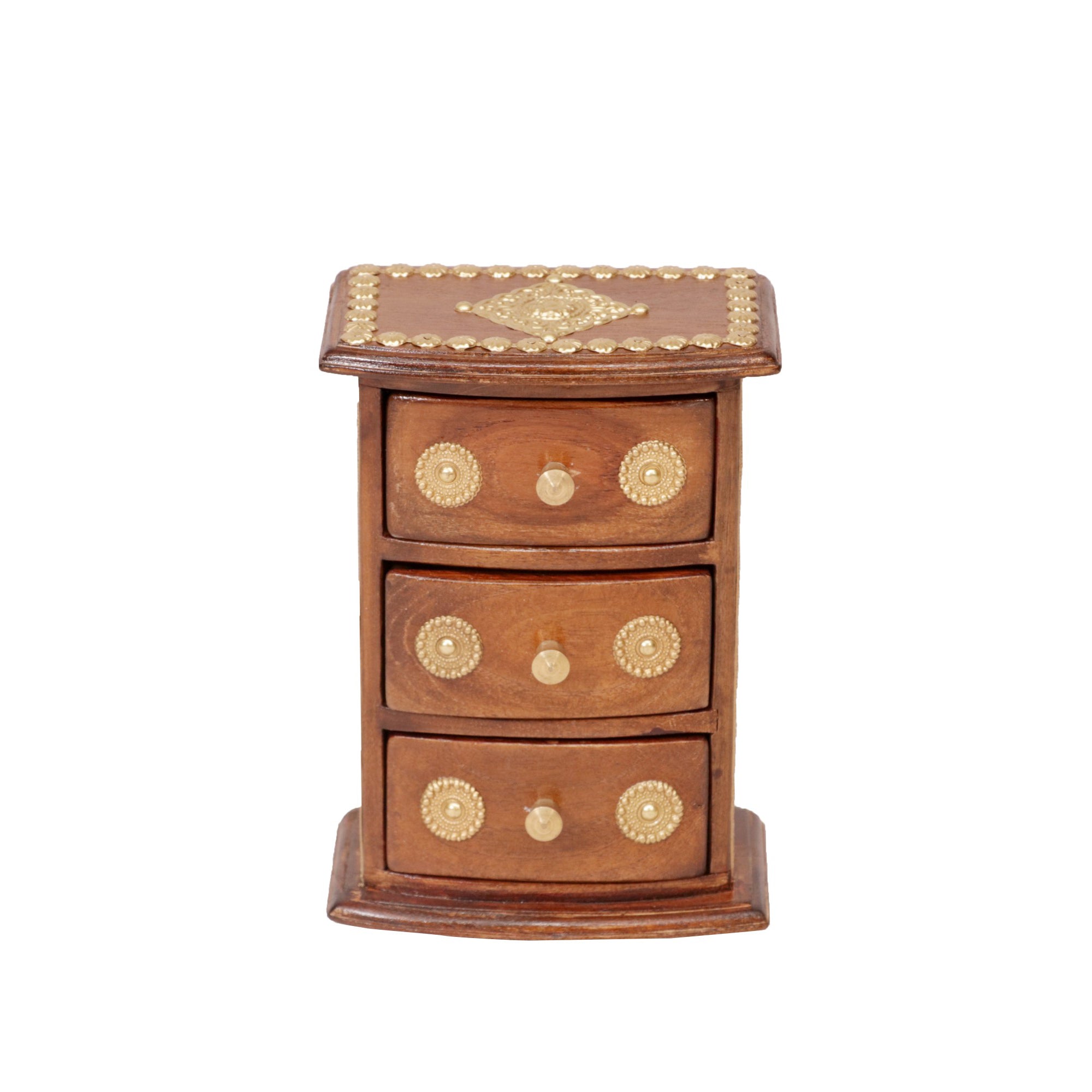 Brass fitted 3 drawers miniature desk organiser drawers chest Desk Organizer