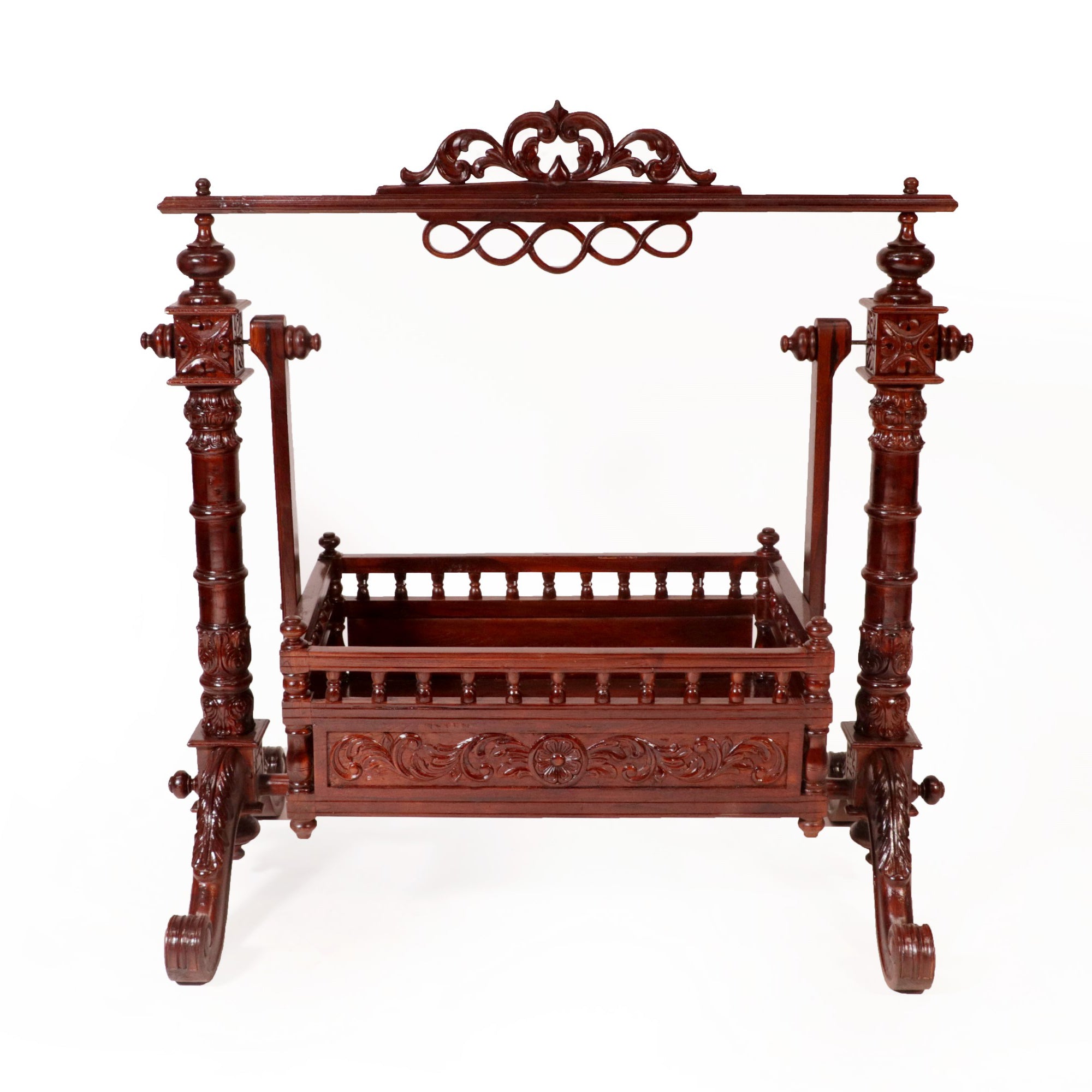 Vintage Bold Wooden Southern Carved Cradle Swing Cradle