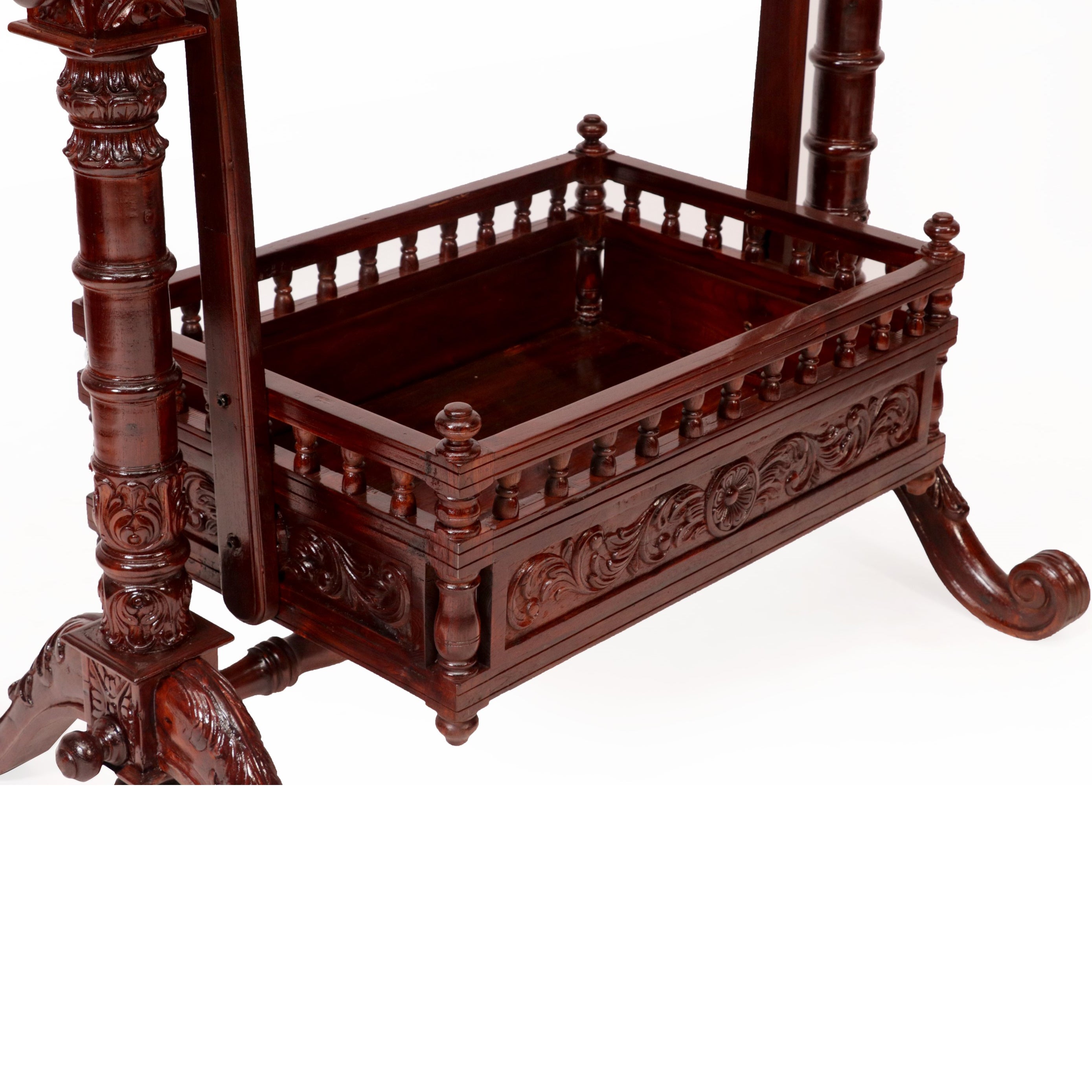 Vintage Bold Wooden Southern Carved Cradle Swing Cradle