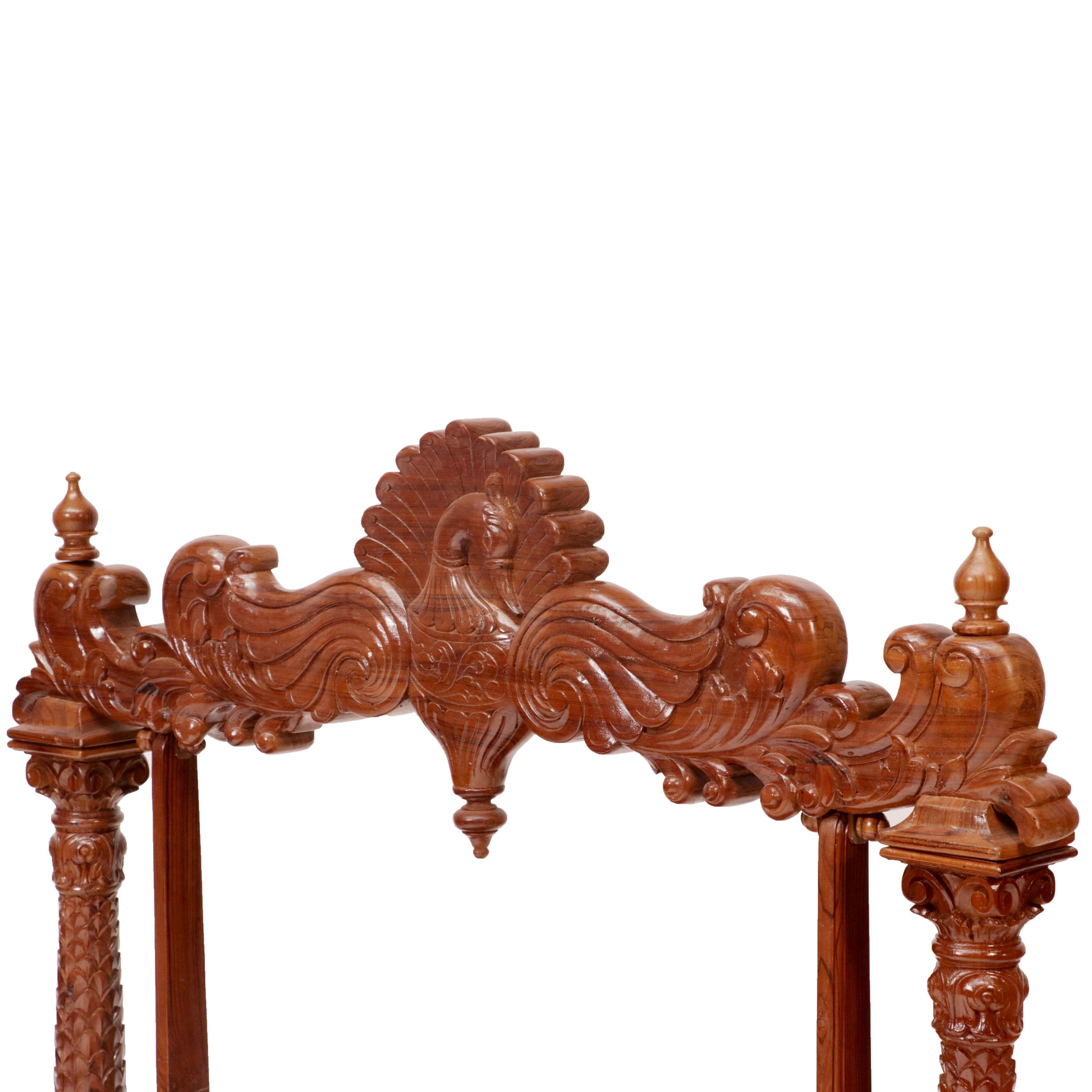 Carved Peacock Style Designed Handmade Teak Wooden Cradle Cradle