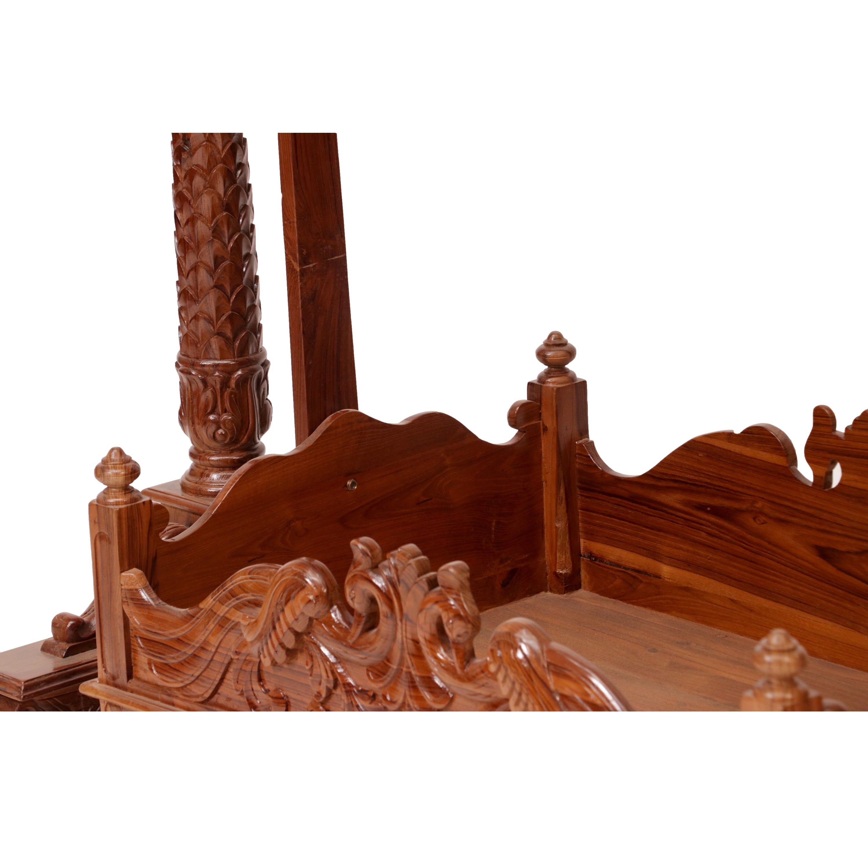 Carved Peacock Style Designed Handmade Teak Wooden Cradle Cradle