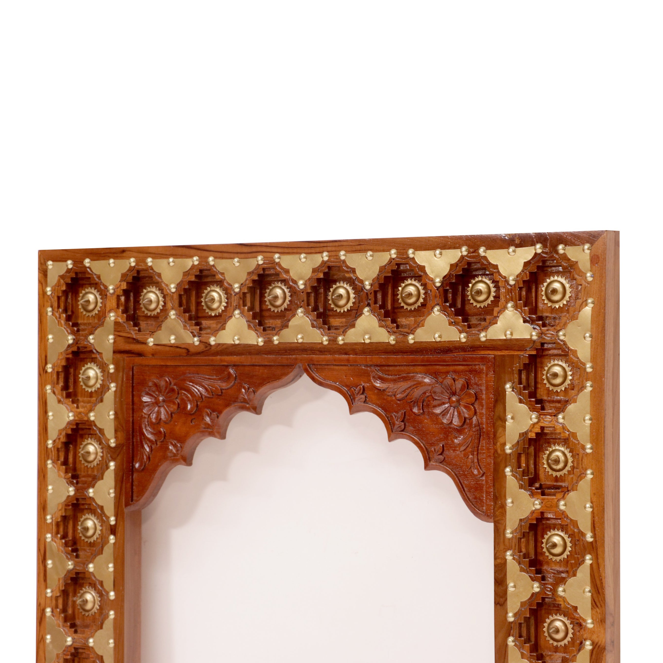Brass Carved Teak Mirror Arch Mirror Mirror