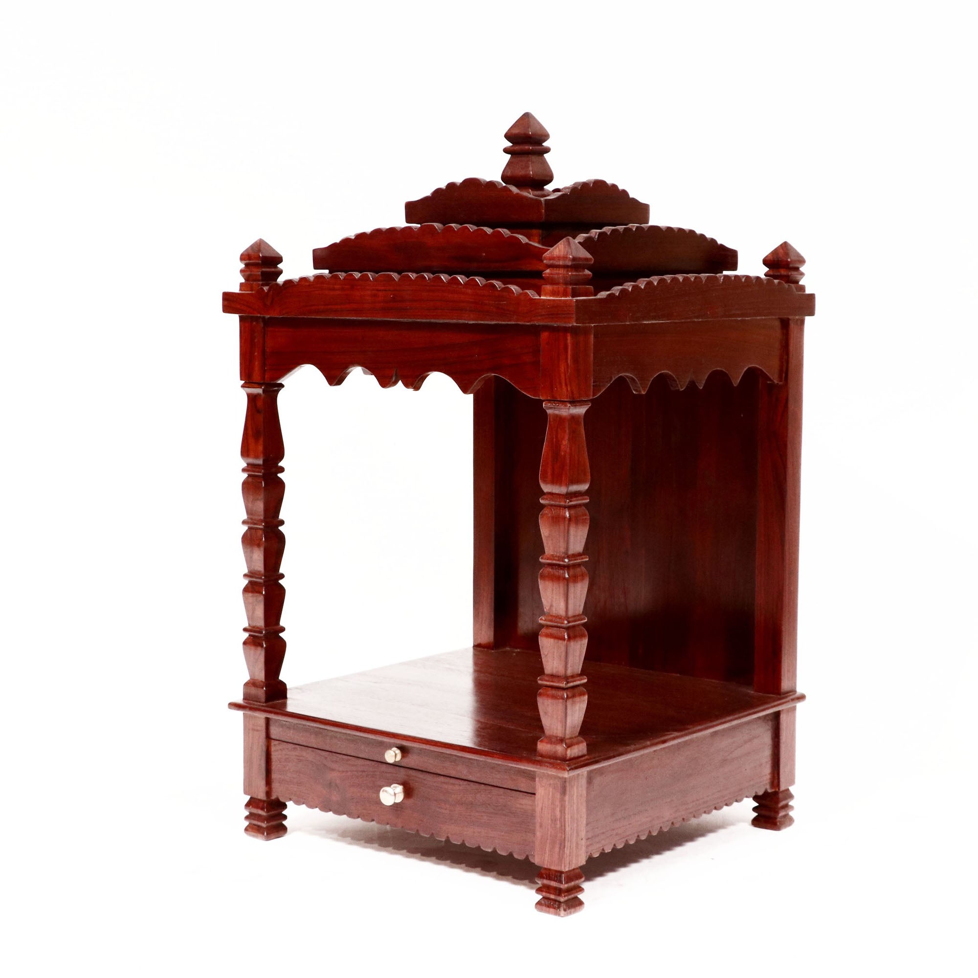 Tiered Wooden Mandir with Tray & Drawer Temple