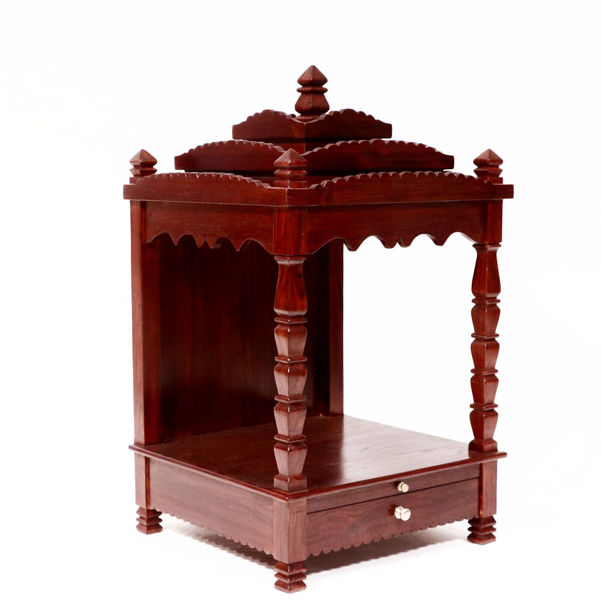 Tiered Wooden Mandir with Tray & Drawer Temple