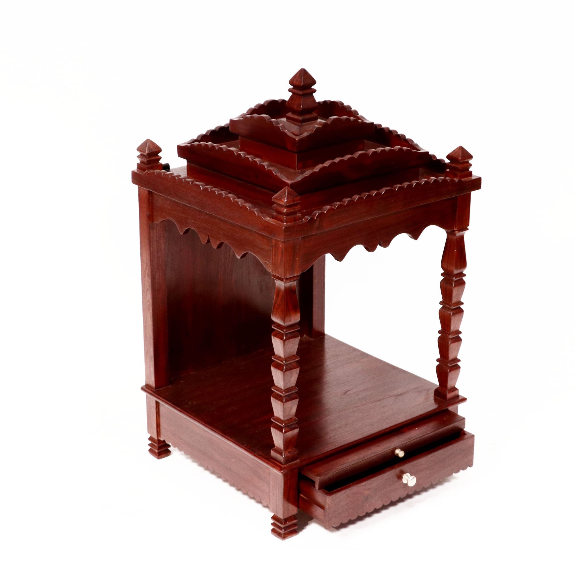 Tiered Wooden Mandir with Tray & Drawer Temple