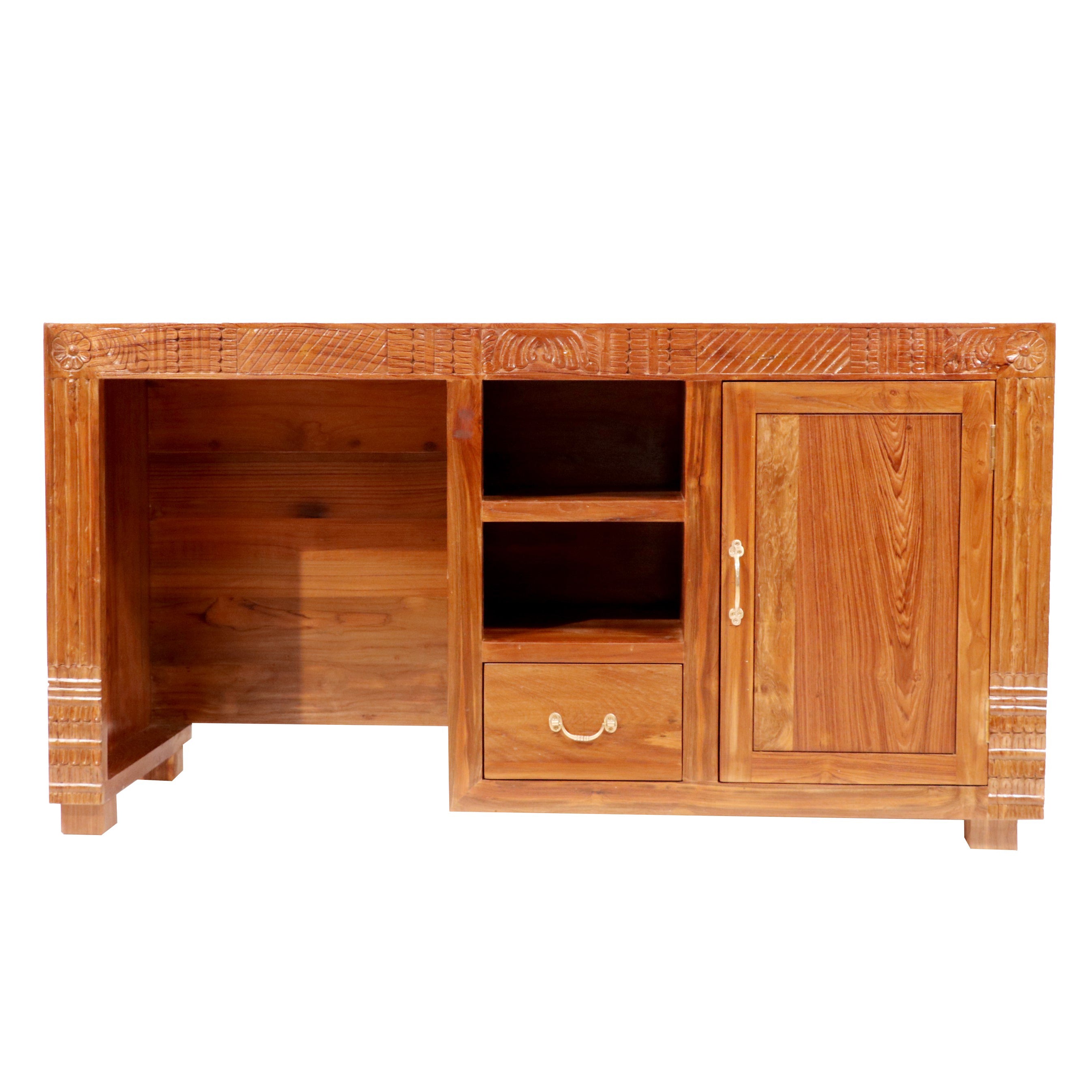 Folk teak wood carved study table Study Table