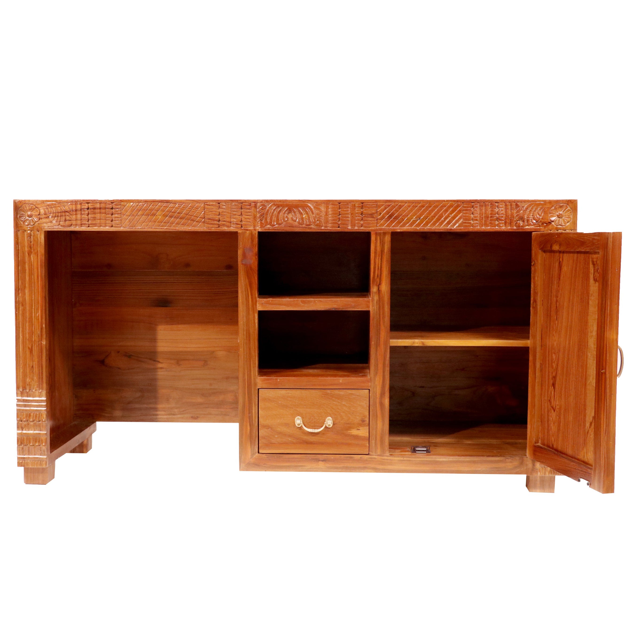 Folk teak wood carved study table Study Table