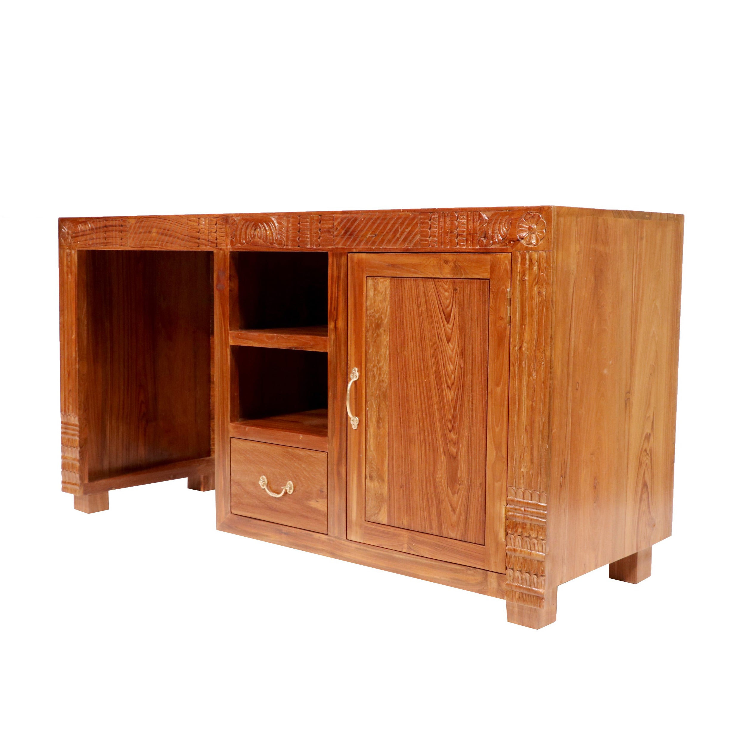 Folk teak wood carved study table Study Table