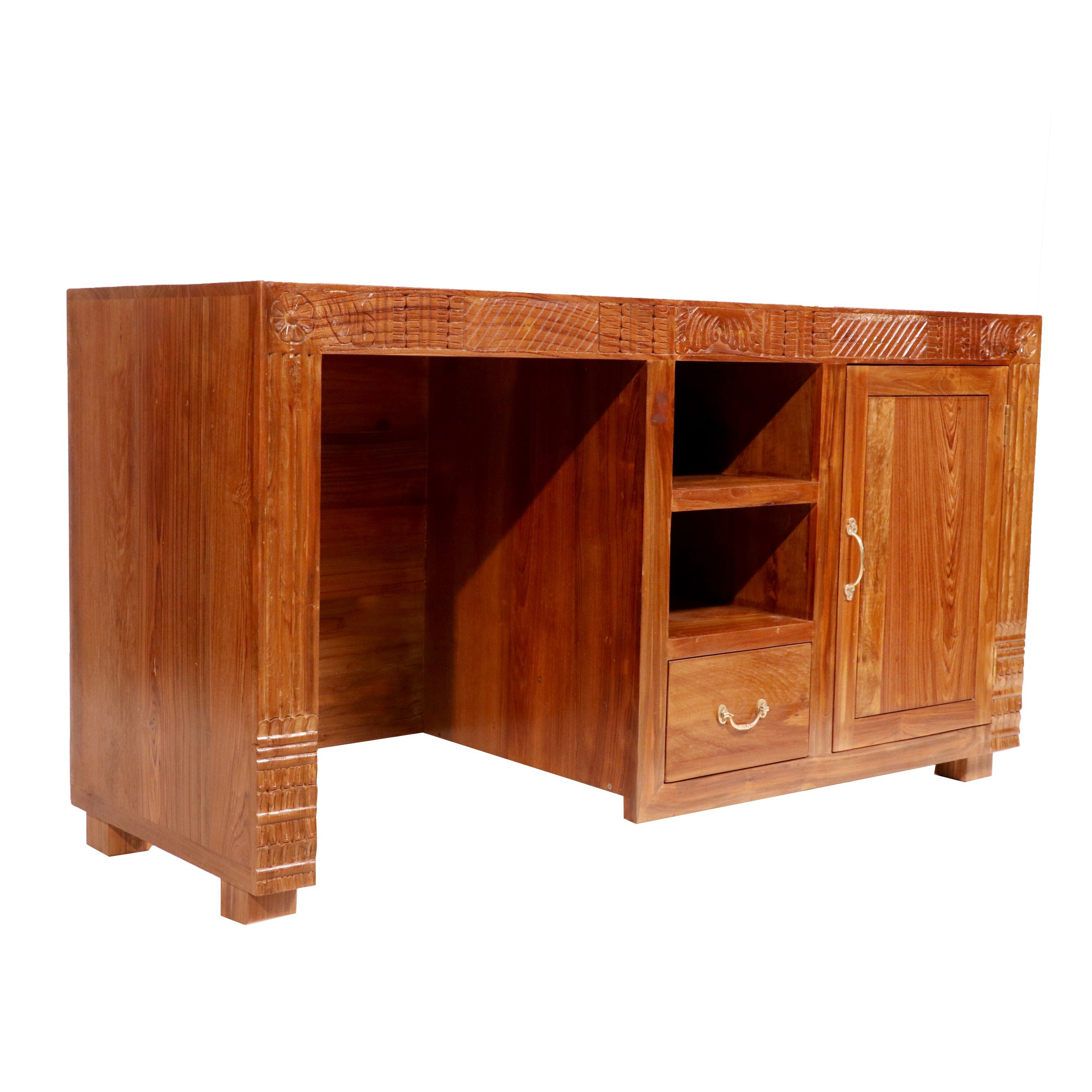 Folk teak wood carved study table Study Table