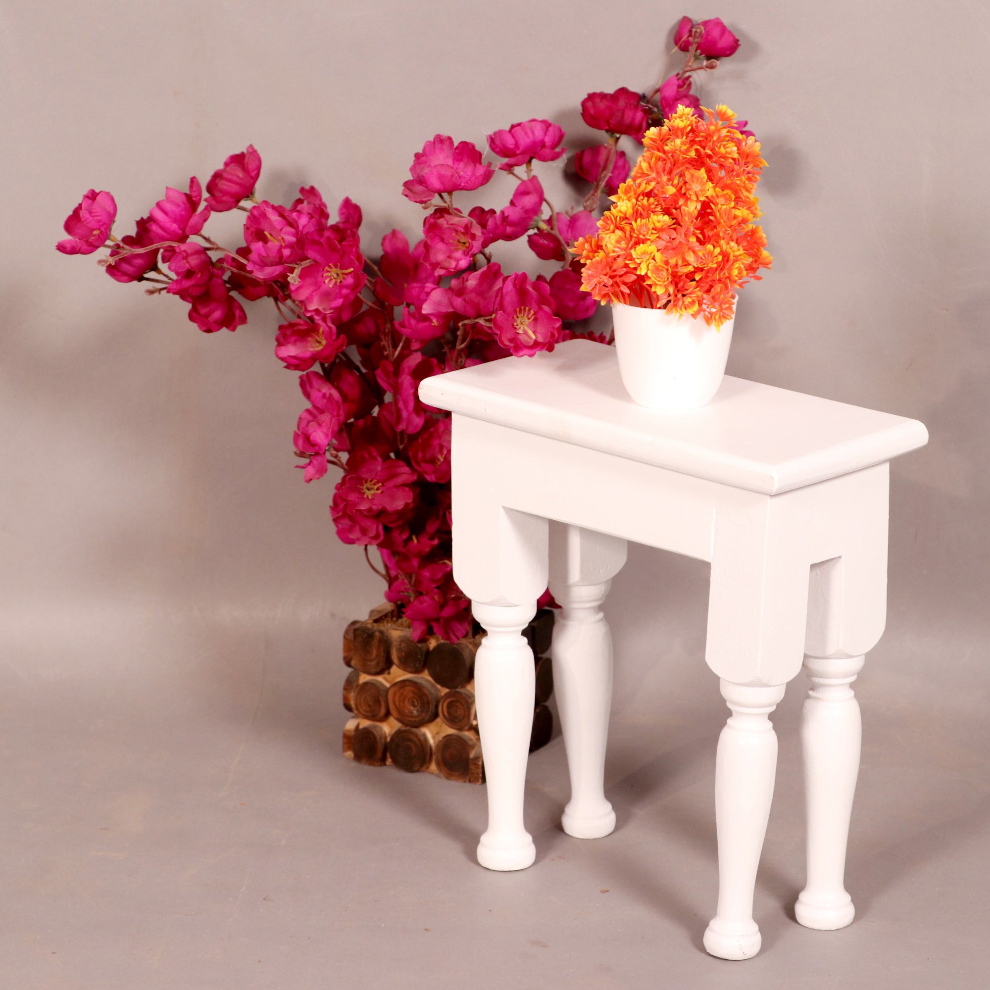 Wooden miniature decoration White painted Stool Traditional Décor