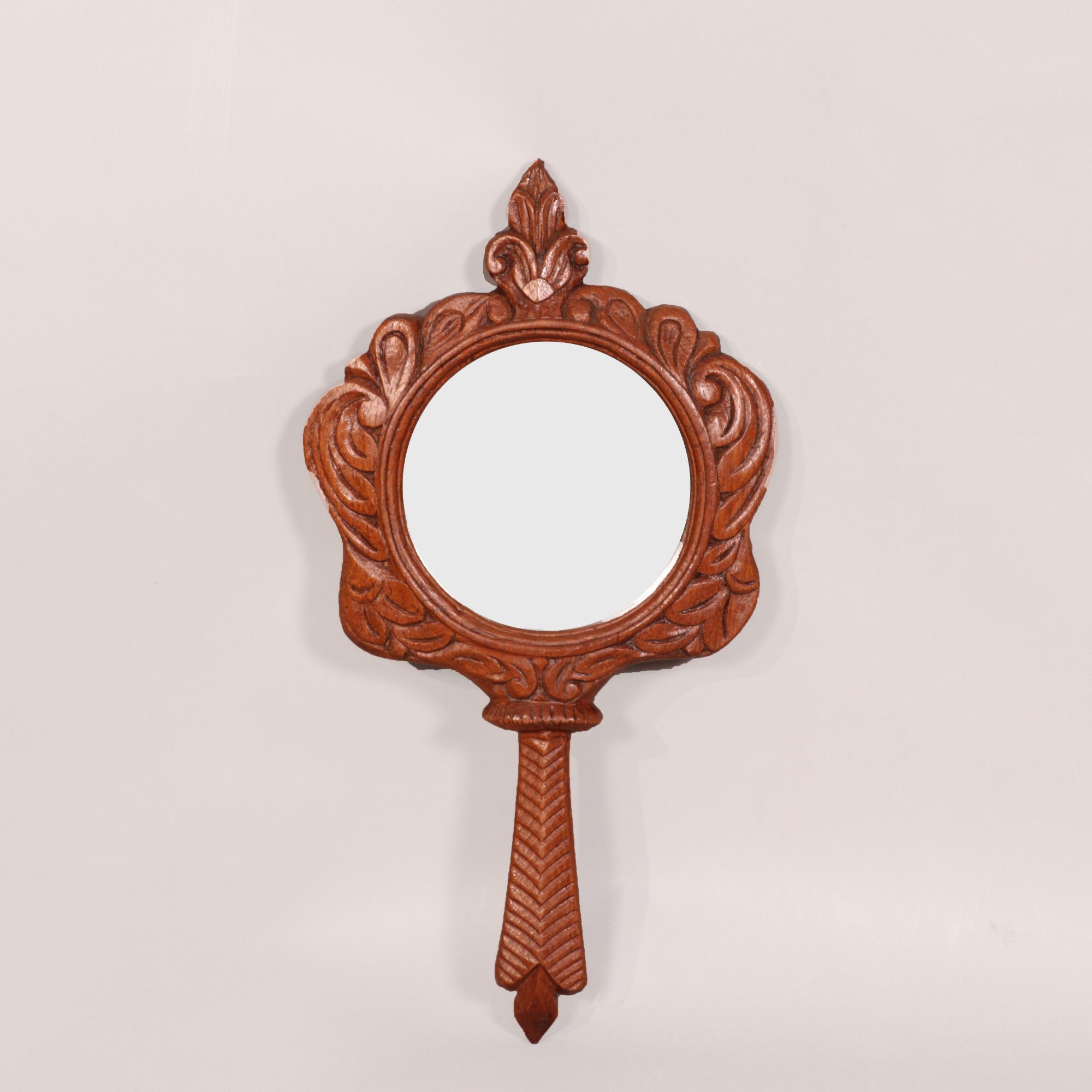 Teak wood Fairy tale hand held mirror Mirror