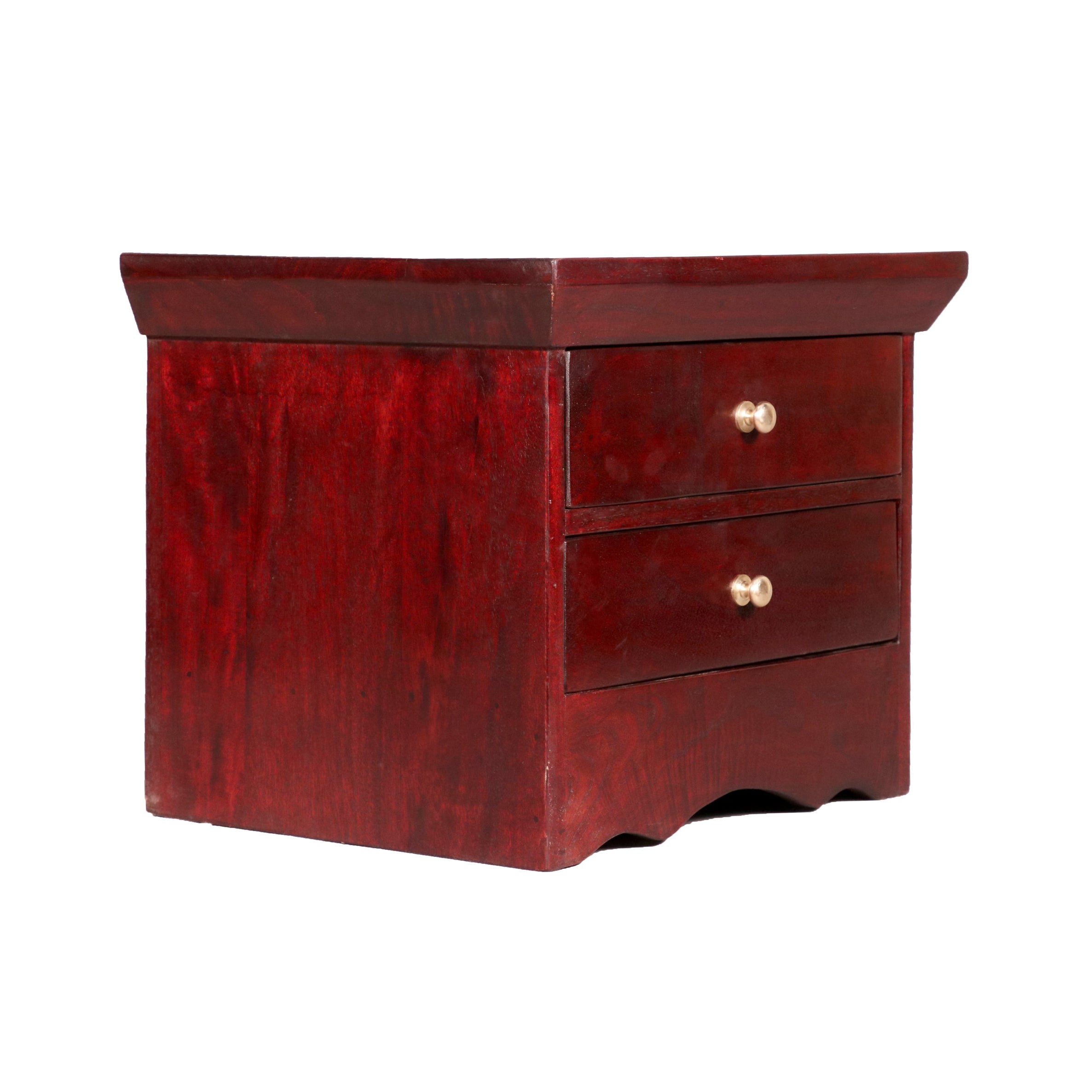 Dark Mahogany Double Drawer Wooden Handmade Bedside Bedside