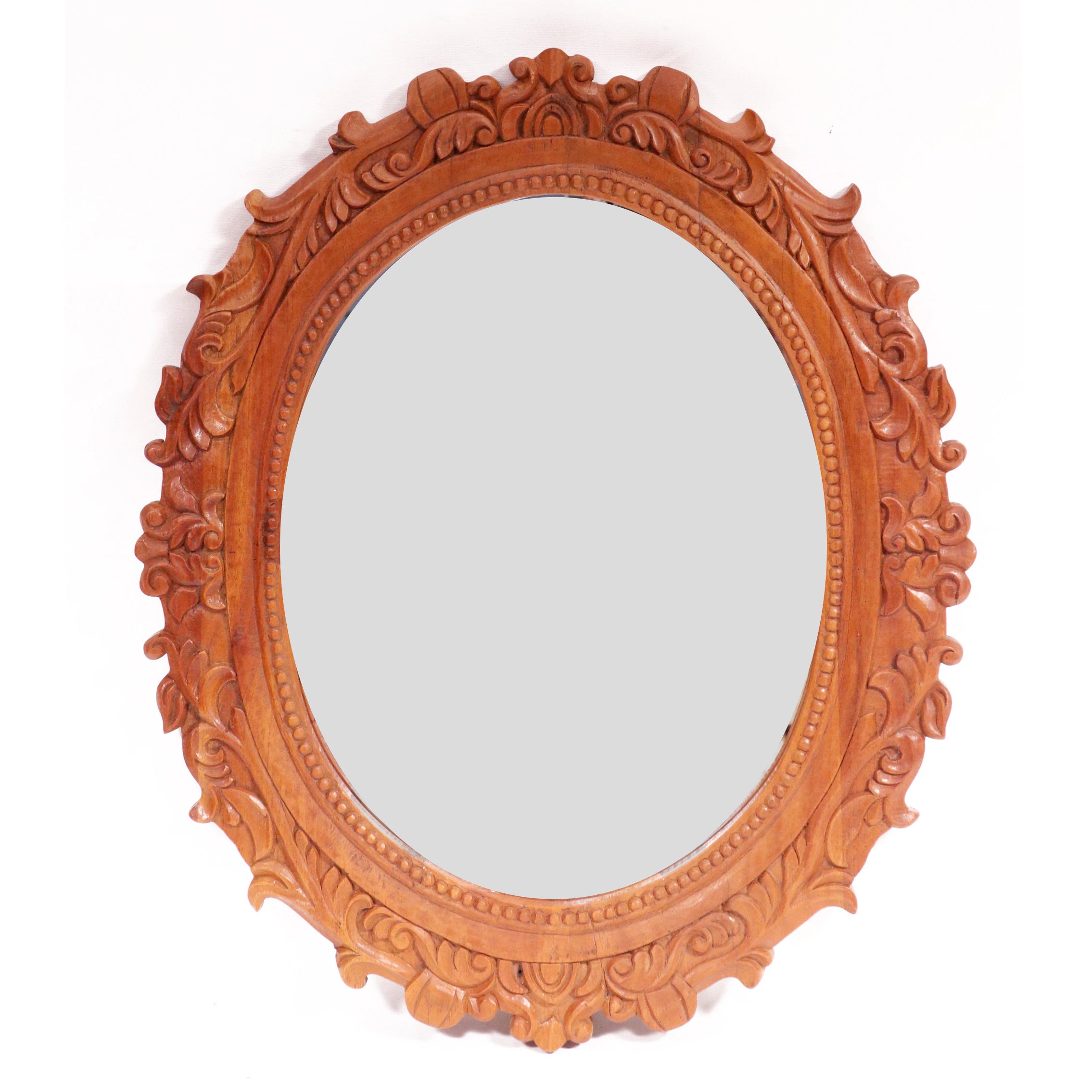 Wooden Sun flames carved round mirror Mirror