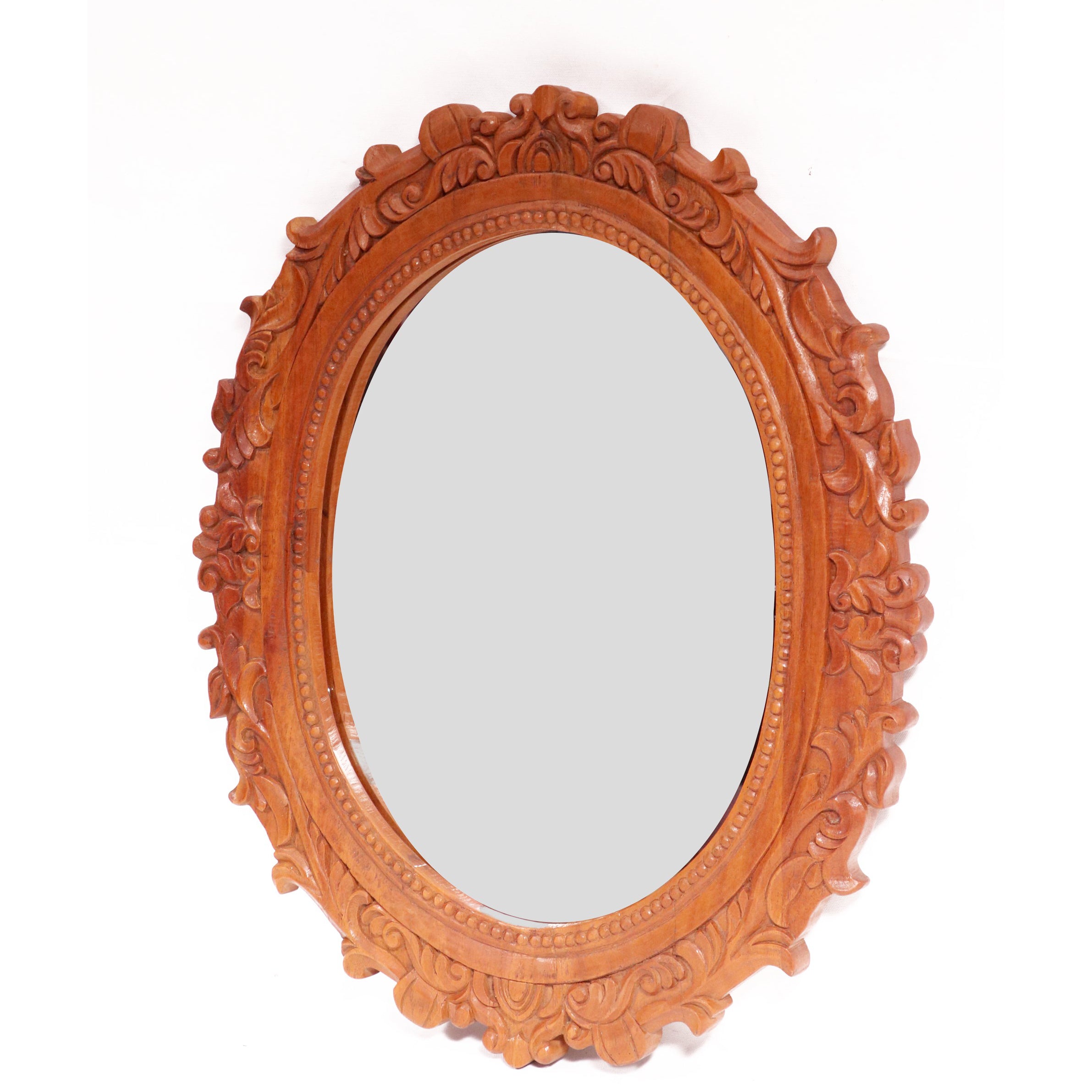 Wooden Sun flames carved round mirror Mirror