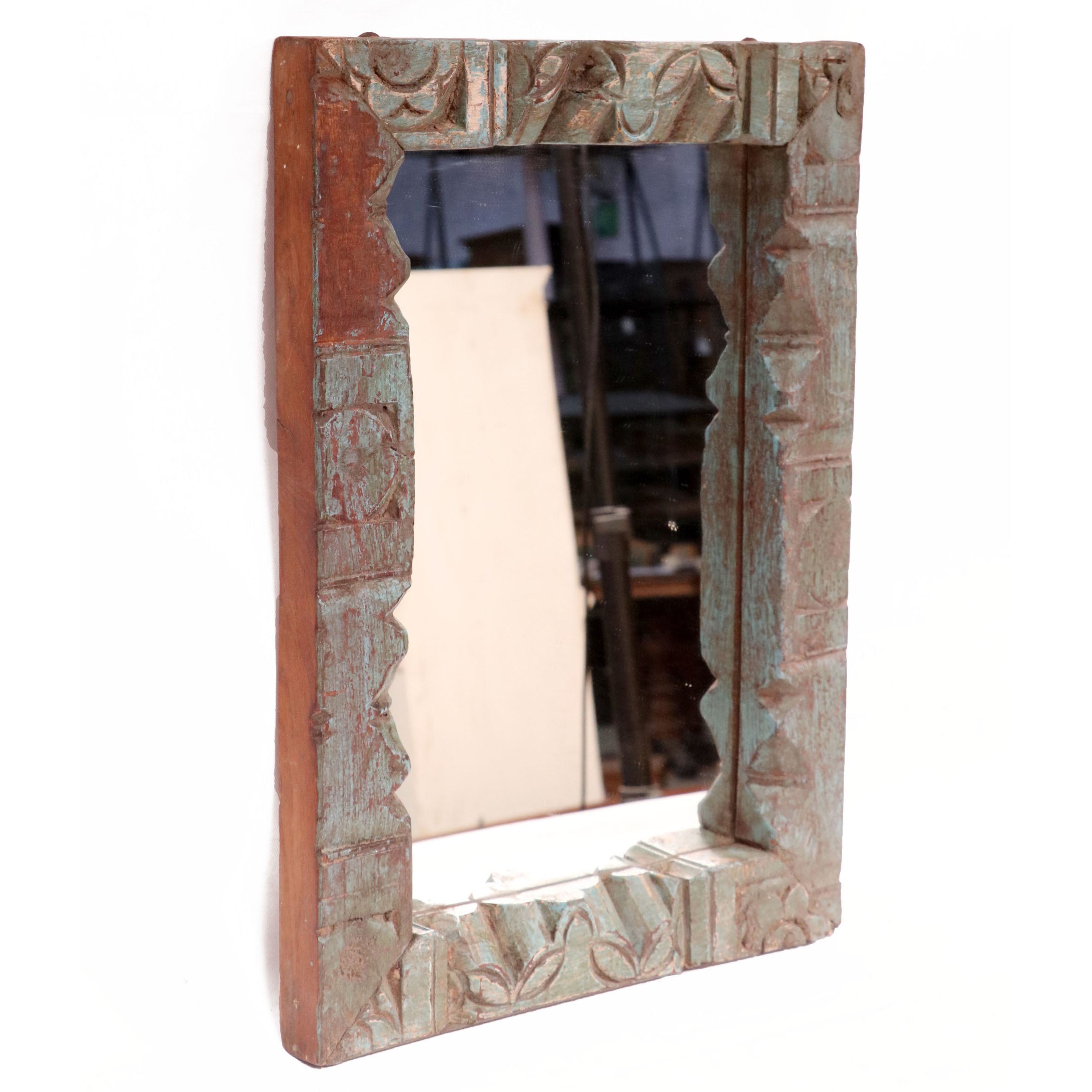 Thick carved wooden frame with mirror Mirror