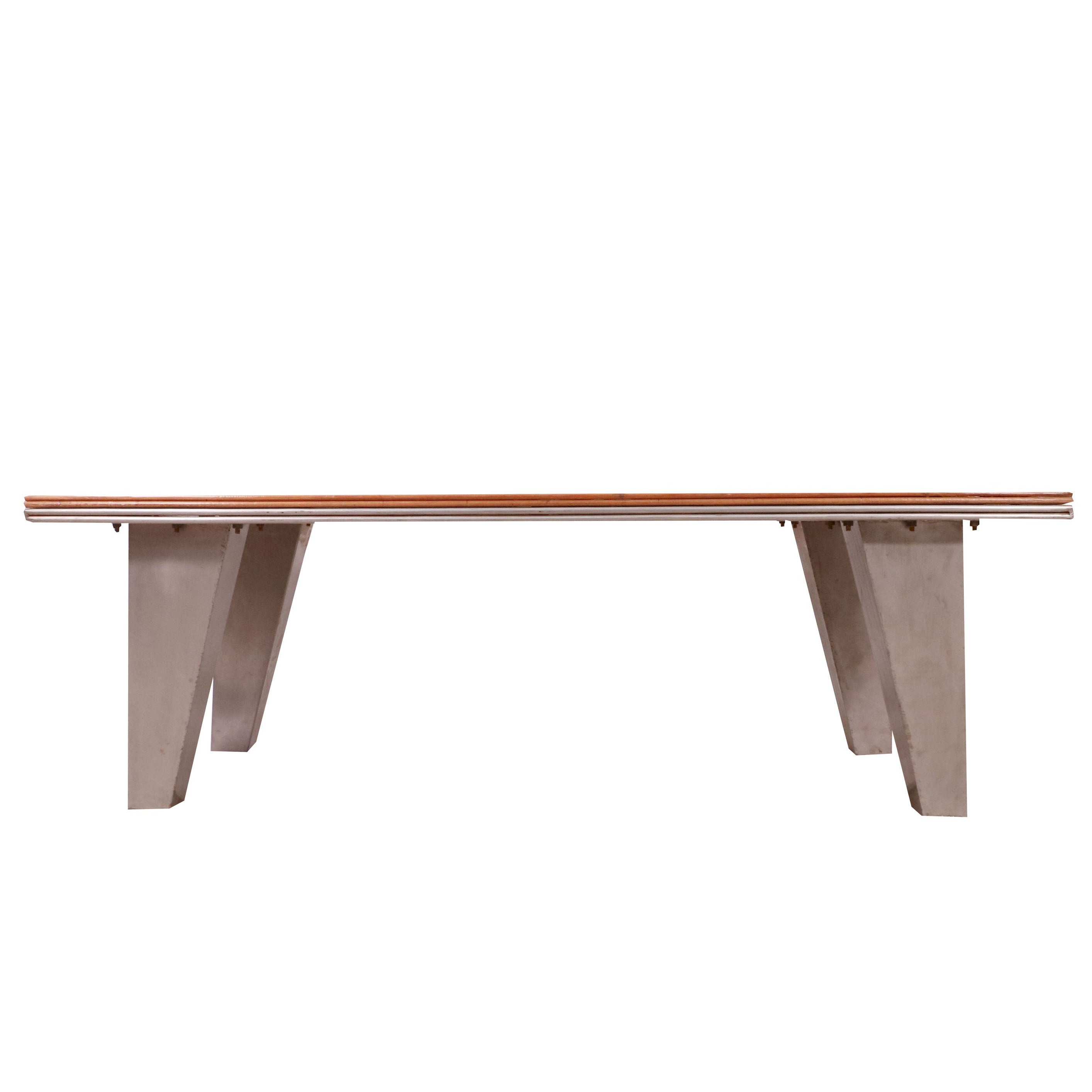 Metallic leg with Natural solid wood Top Dining Table Dining Table