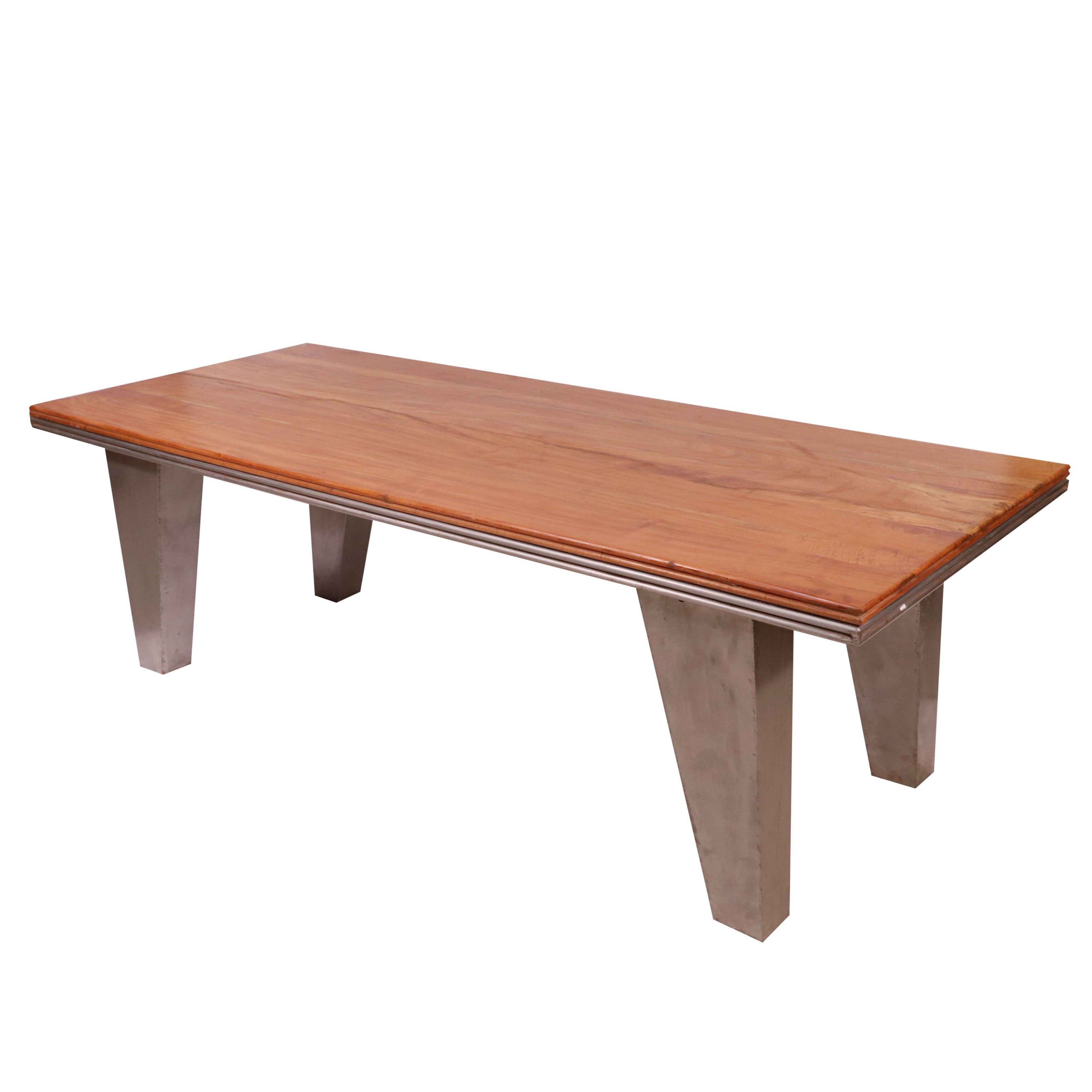 Metallic leg with Natural solid wood Top Dining Table Dining Table