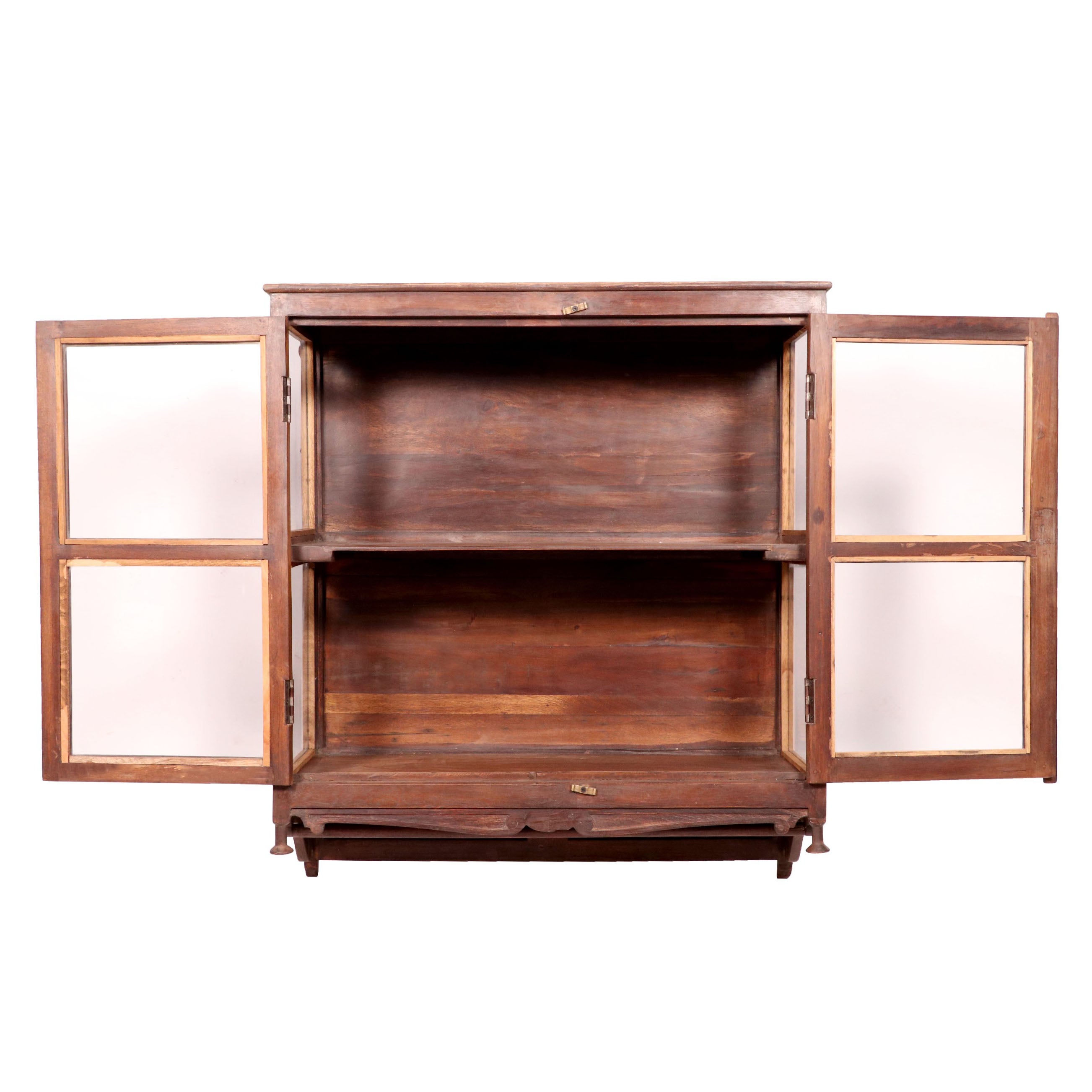Double Door 3 Side Glass with Single Shelf Wall Cabinet Wall Cabinet