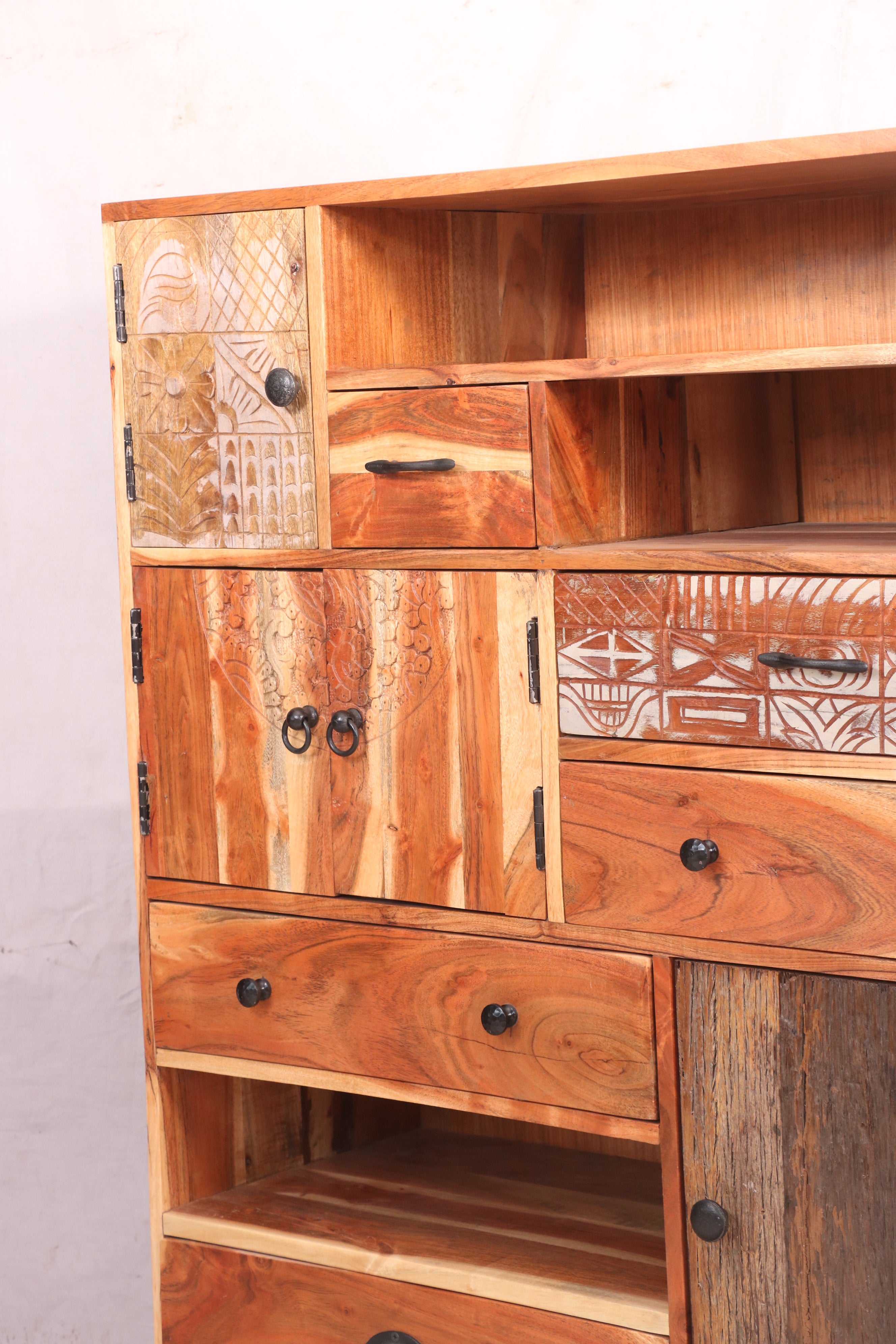 3 Doors and 8 Drawer Storage Cabinet for Living Room Cupboard