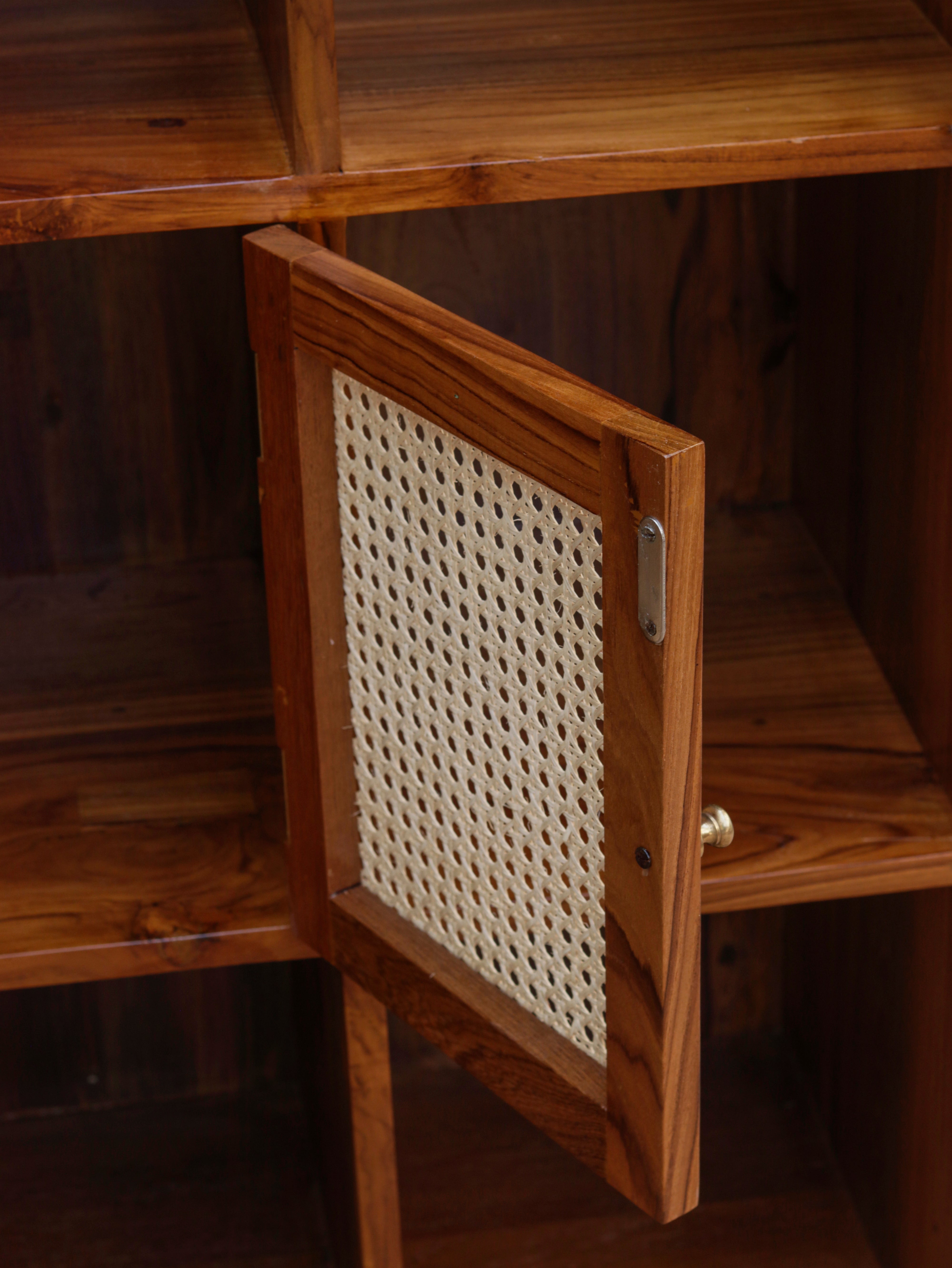 Antique Multi Cane Storgae Handmade Farmhouse Wooden Book Shelf for Home Book Rack
